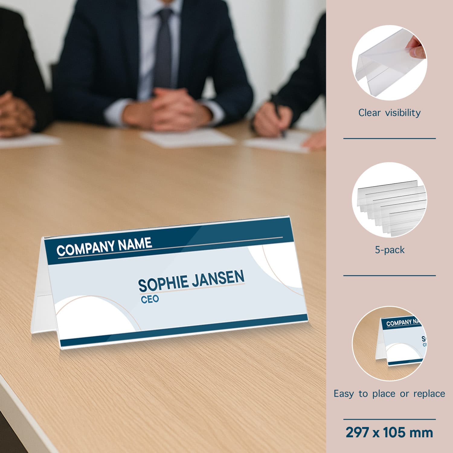 Tafelnaambord Europel A4 gevouwen 5 stuks 6