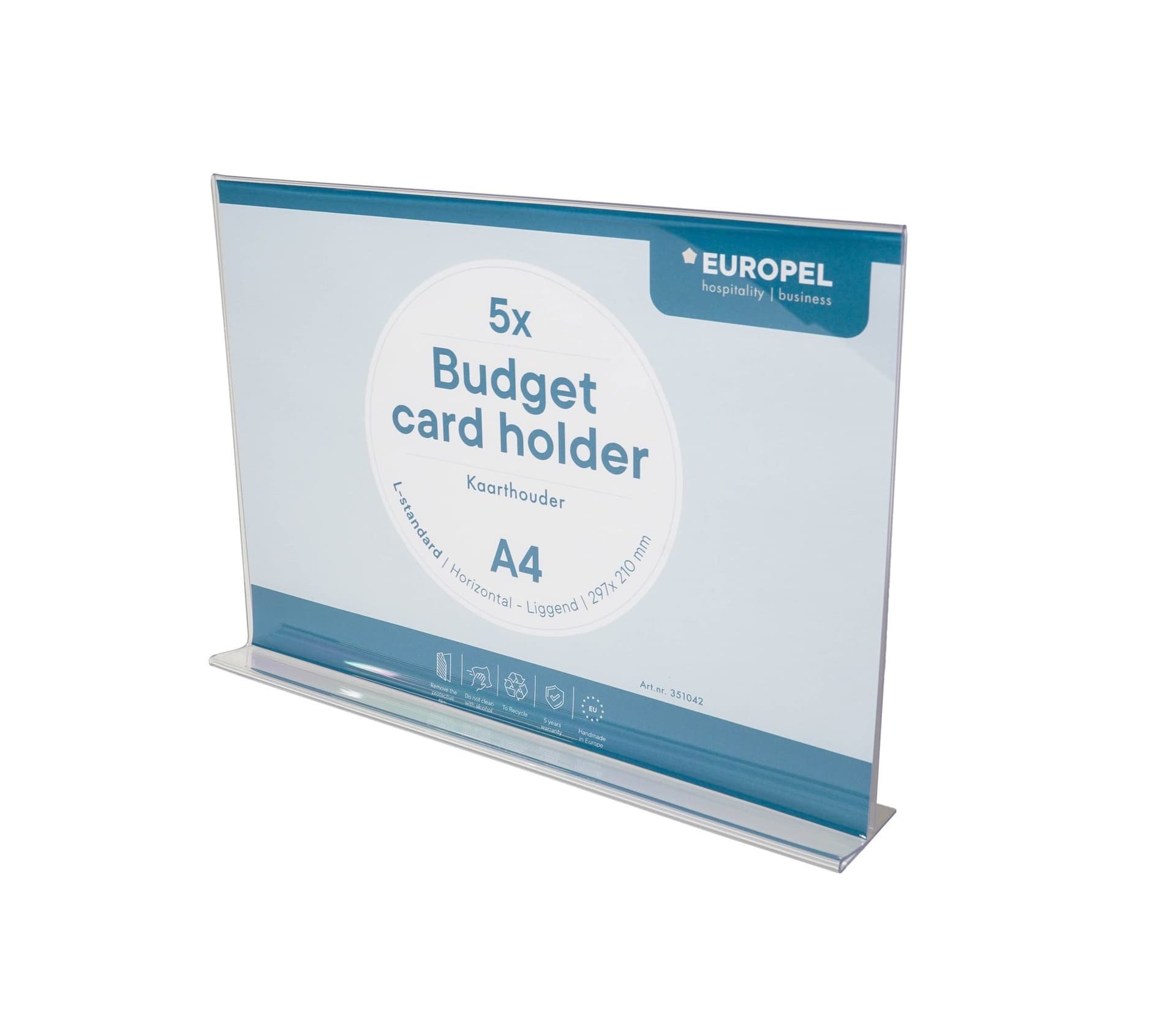 Kaarthouder Europel Budget T-standaard A4 liggend 5 stuks