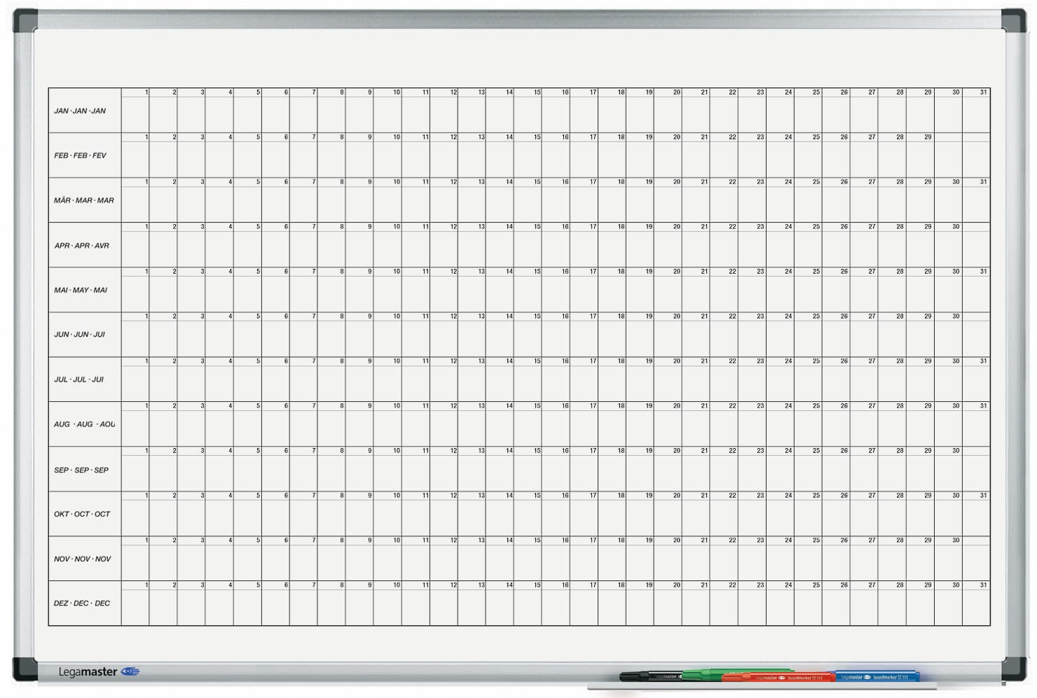 Planbord Legamaster PREMIUM jaarplanner horizontaal 60x90cm