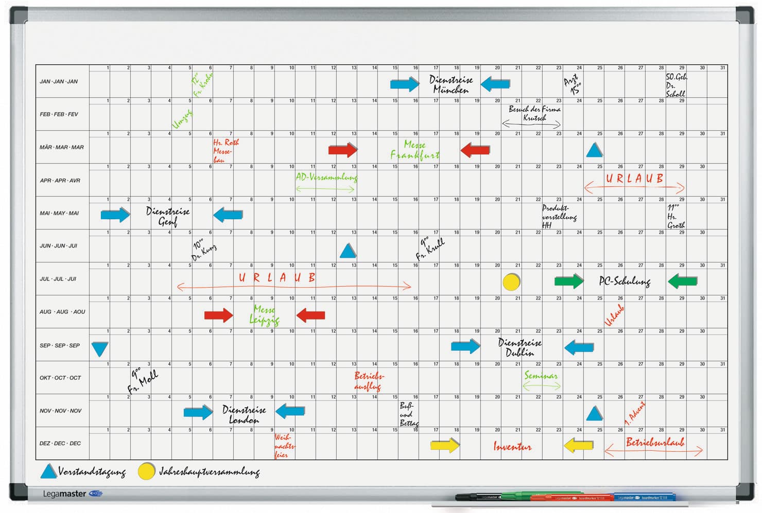 Planbord Legamaster PREMIUM jaarplanner horizontaal 60x90cm 2