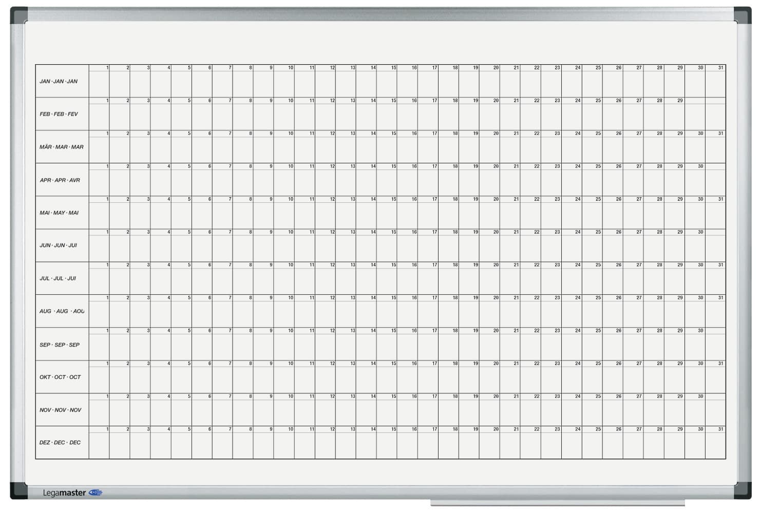 Planbord Legamaster PREMIUM jaarplanner horizontaal 60x90cm 3