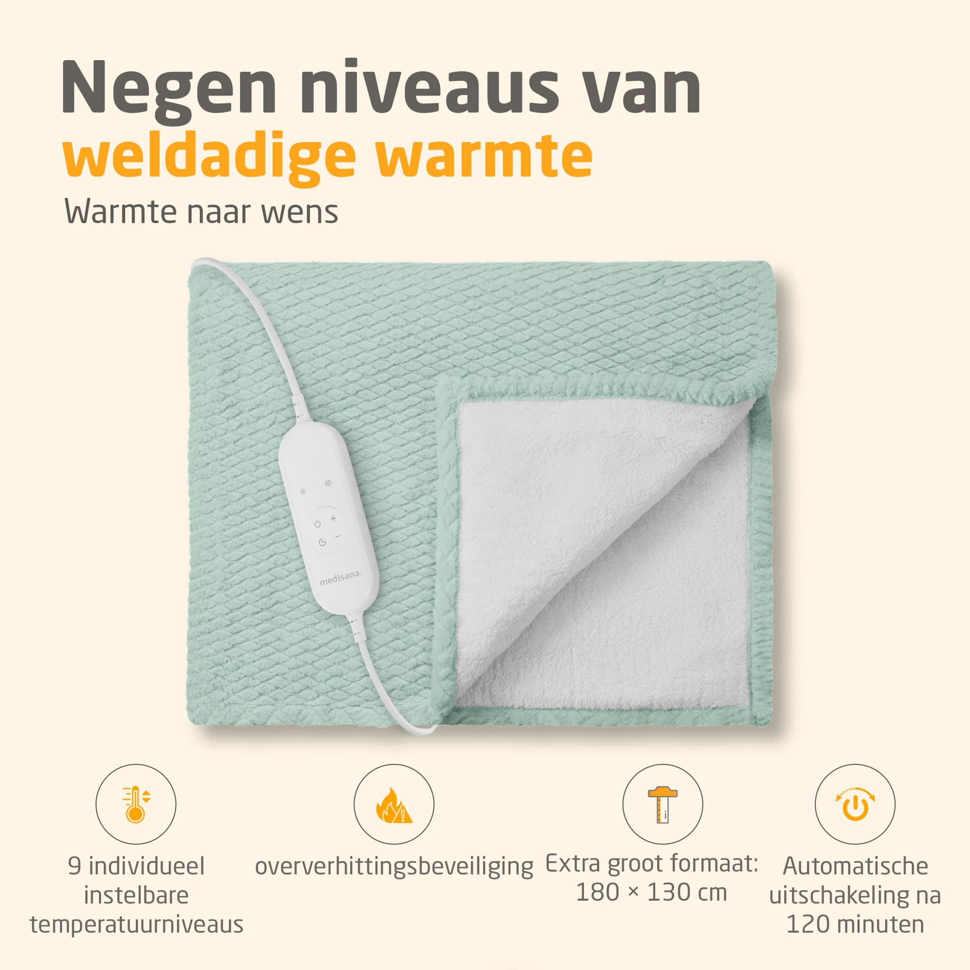 Knuffelwarmtedeken Medisana HB 417 groen 5