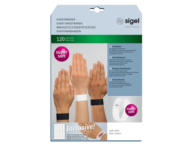 Evenementenbandjes Sigel 255x25mm wit 120 stuks 2