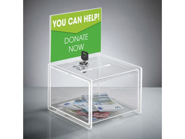 Actiebox Sigel transparant met slot 15x22x15cm + insteek 3