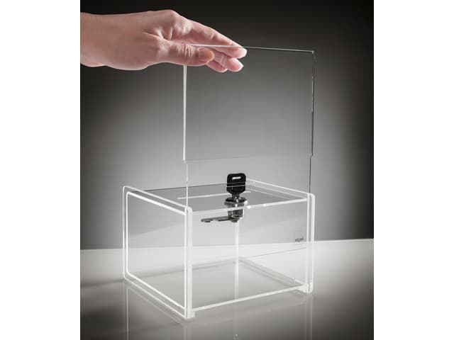 Actiebox Sigel transparant met slot 15x22x15cm + insteek 5