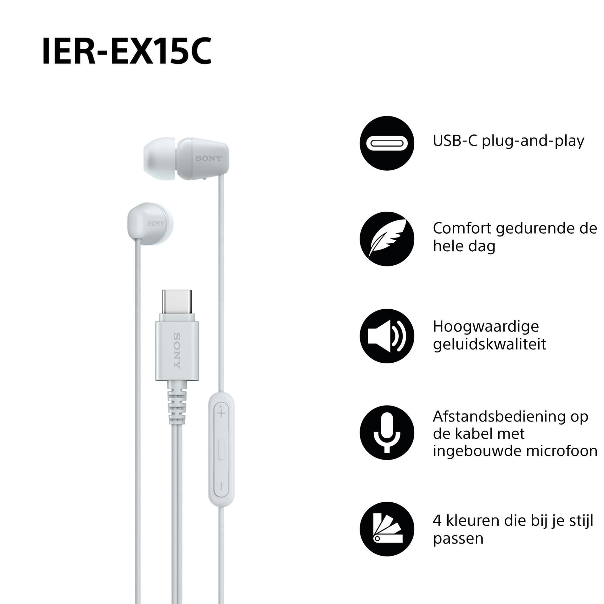 Oordopjes Sony EX15C bedraad USB-C in ear wit 2
