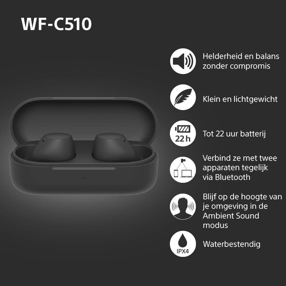 Oordopjes Sony WFC510 draadloos Bluetooth in ear zwart 2
