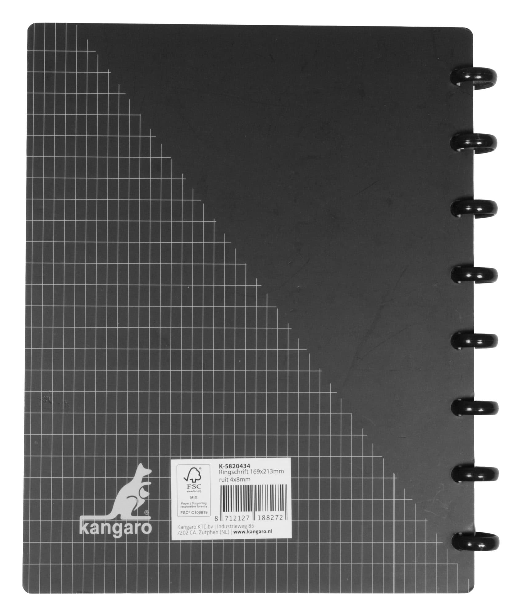 Schrift Kangaro 169x213mm ruit 4x8mm 144pag 90g ass 3 kleur krimp 12st 5