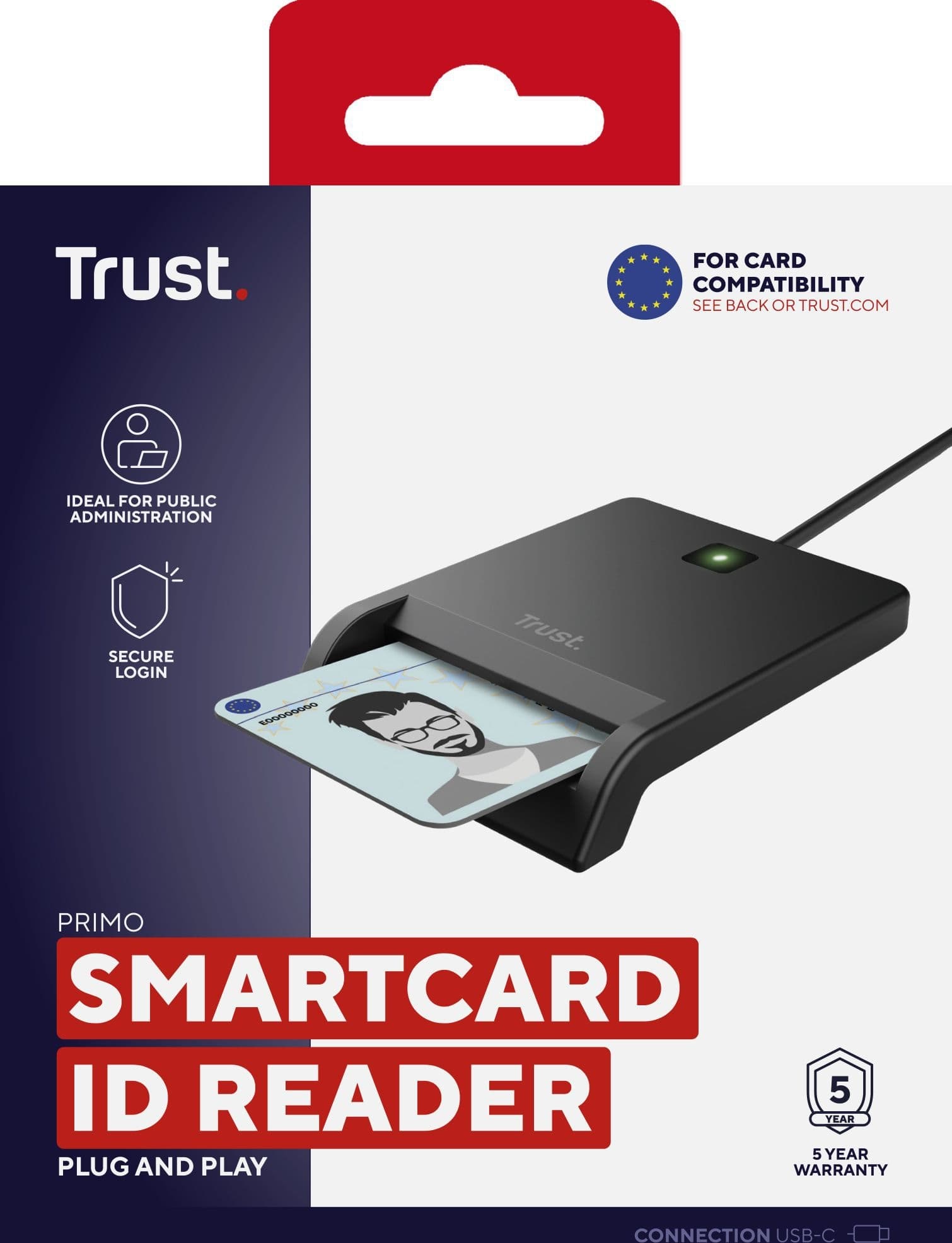 Smartcardlezer Trust Primo voor identiteitsbewijzen USB-C 2