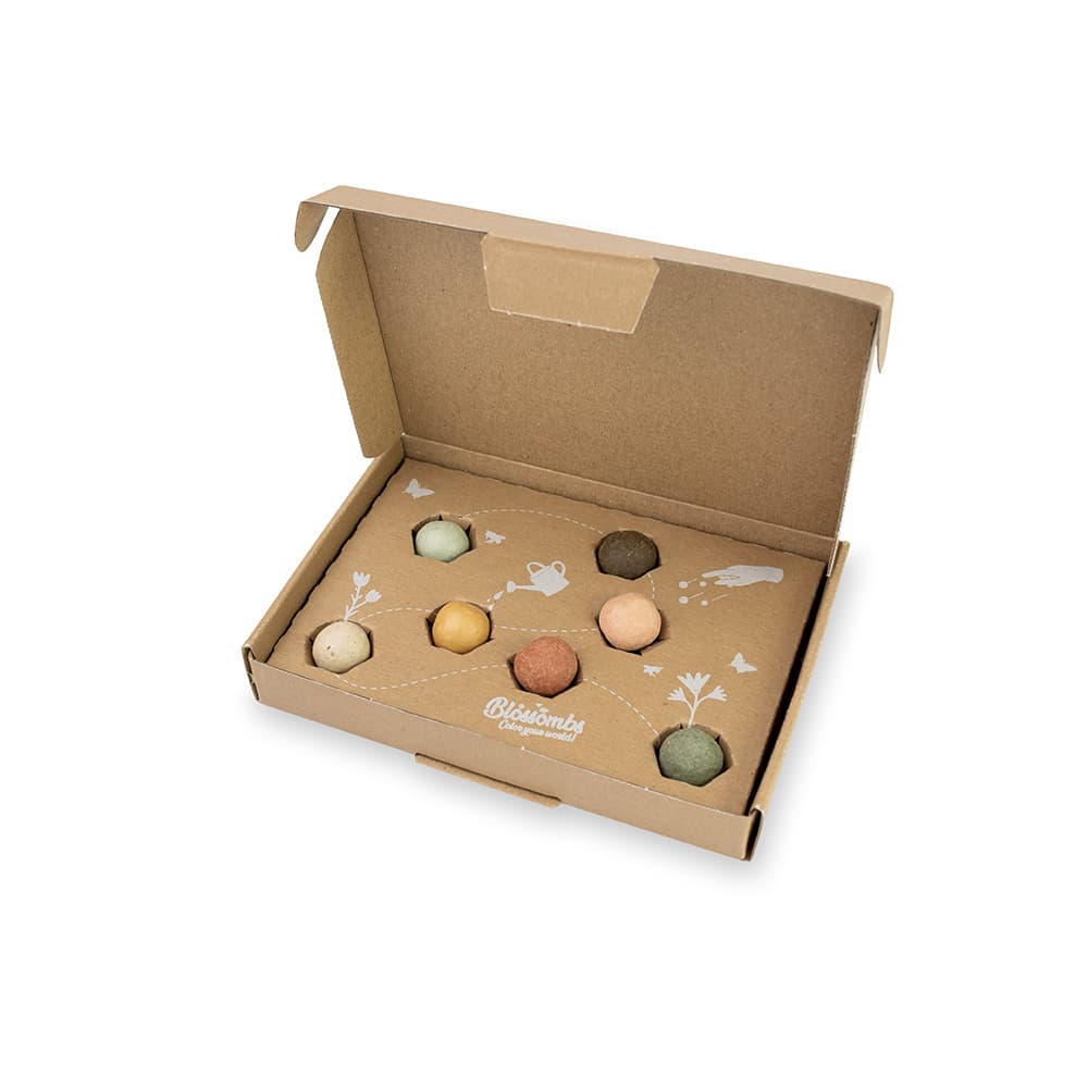 Giftbox Blossombs wilde bloemzaden box à 7 zaadbommetjes 2