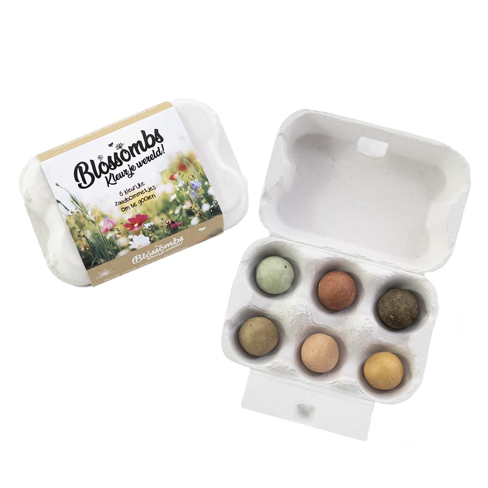 Giftbox Blossombs bloemen eierdoosje à 6 zaadbommetjes 2