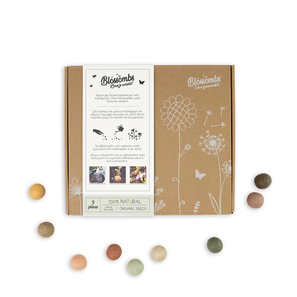 Giftbox Blossombs wilde bloemzaden box à 9 zaadbommetjes