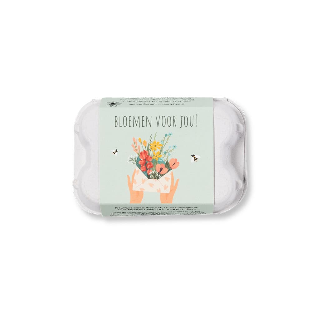 Giftbox Blossombs Bloemen voor jou eierdoosje à 6 zaadbommetjes
