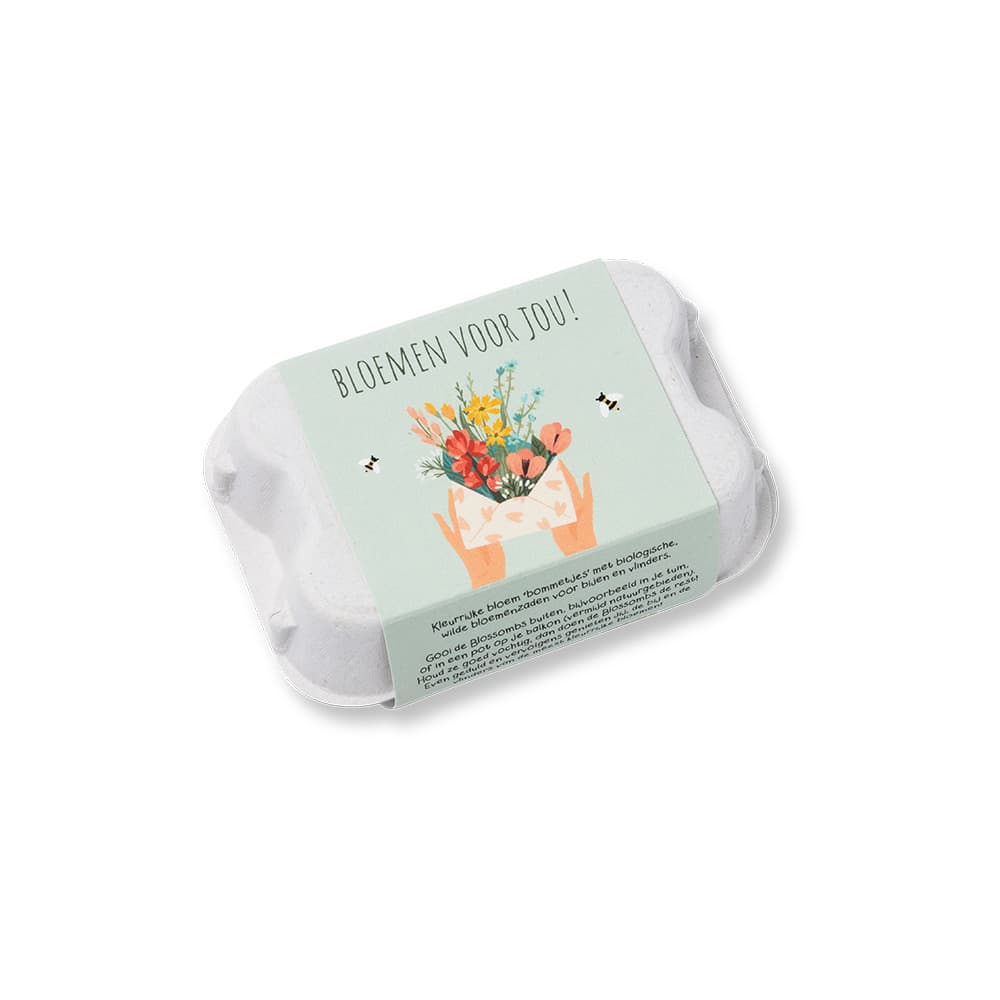 Giftbox Blossombs Bloemen voor jou eierdoosje à 6 zaadbommetjes 2