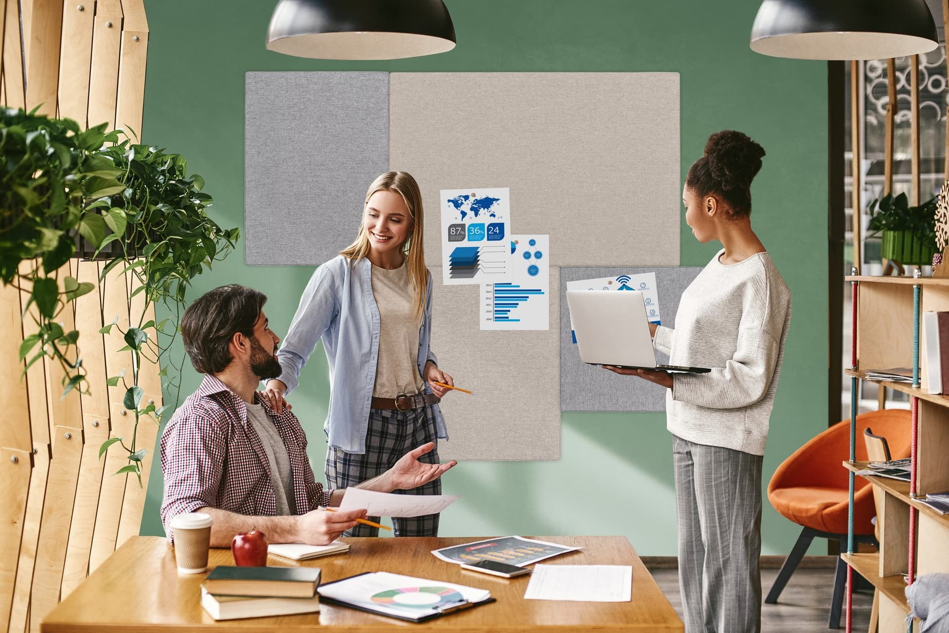 Prikbord Legamaster BOARD-UP akoestisch 75x100cm quiet grey 4