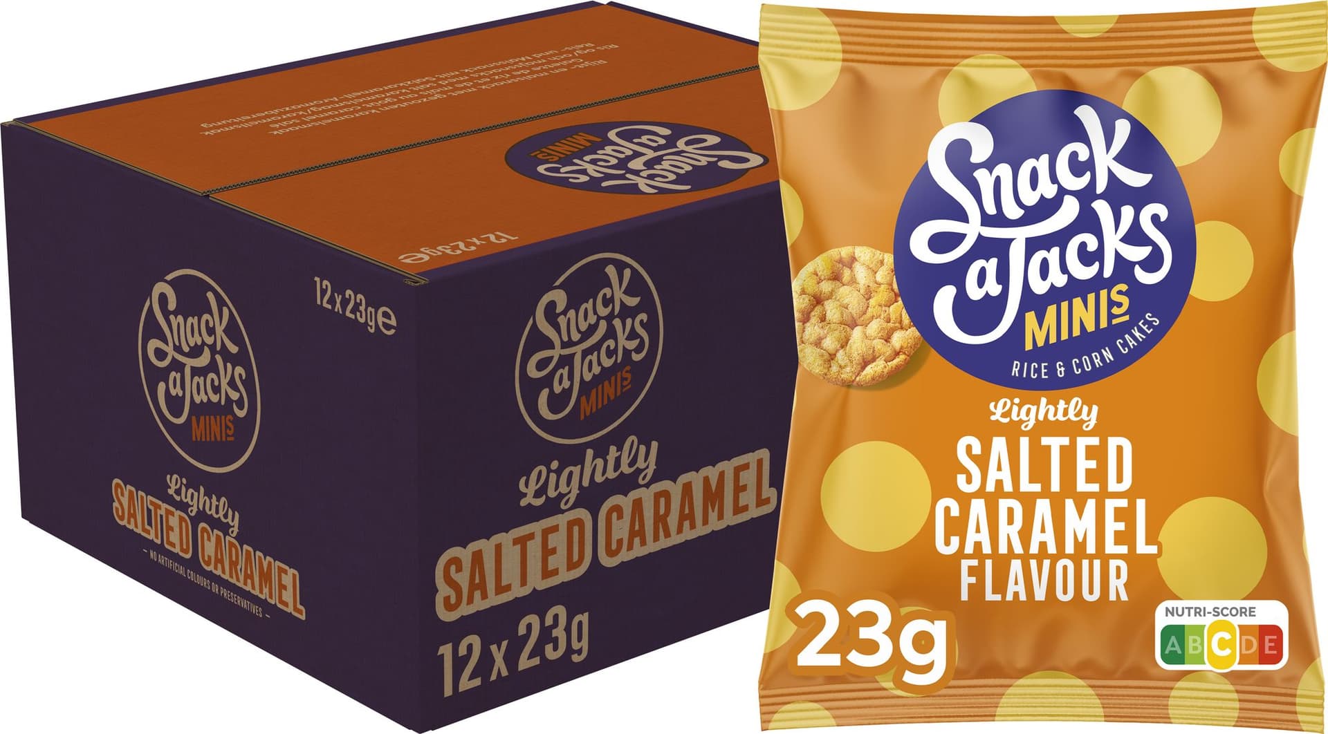 Mini rijstwafels Snack-a-Jacks salted caramel zak 23 gram