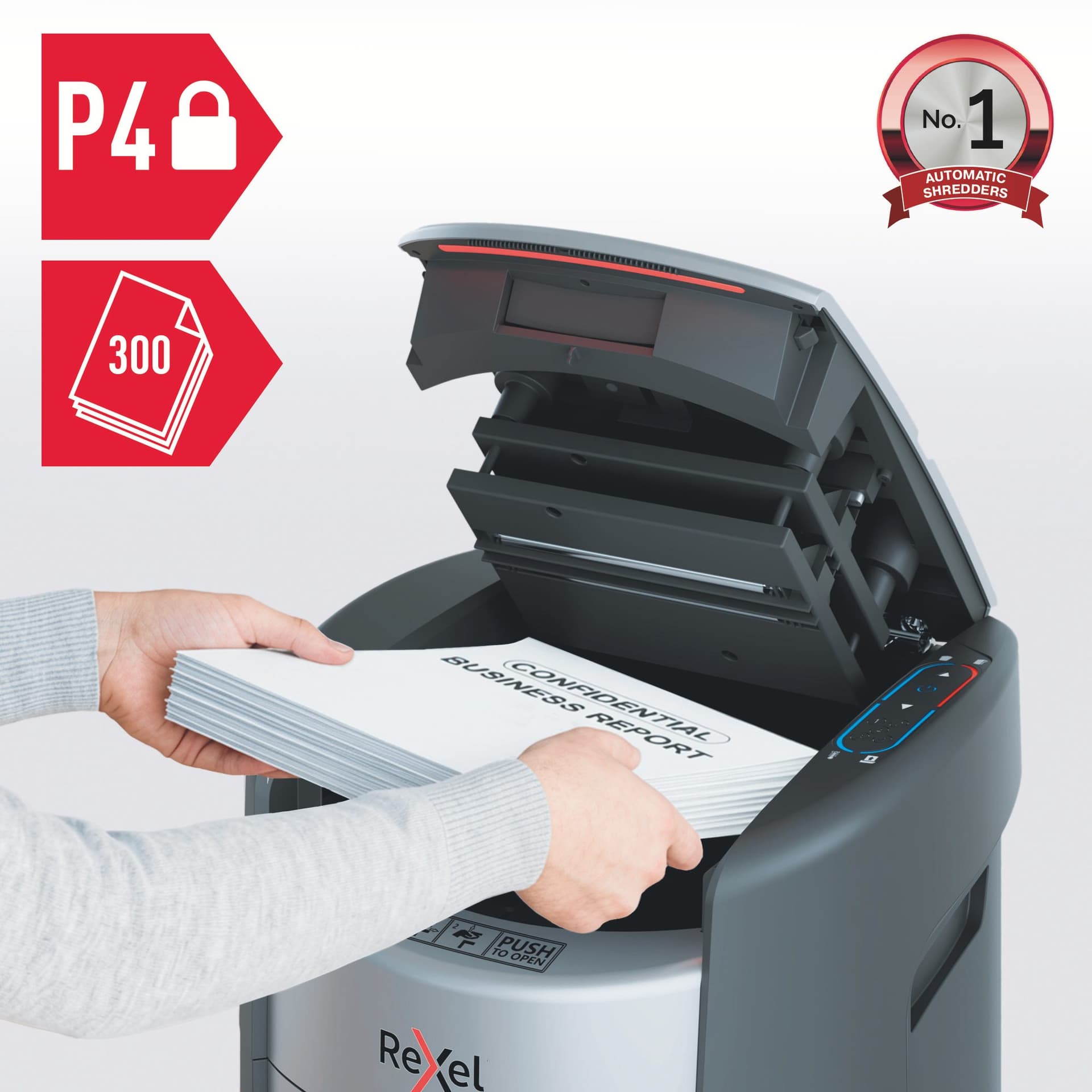 Papiervernietiger Rexel ShredMax AutoFeed+ 300X P4 snippers 4x10mm 9