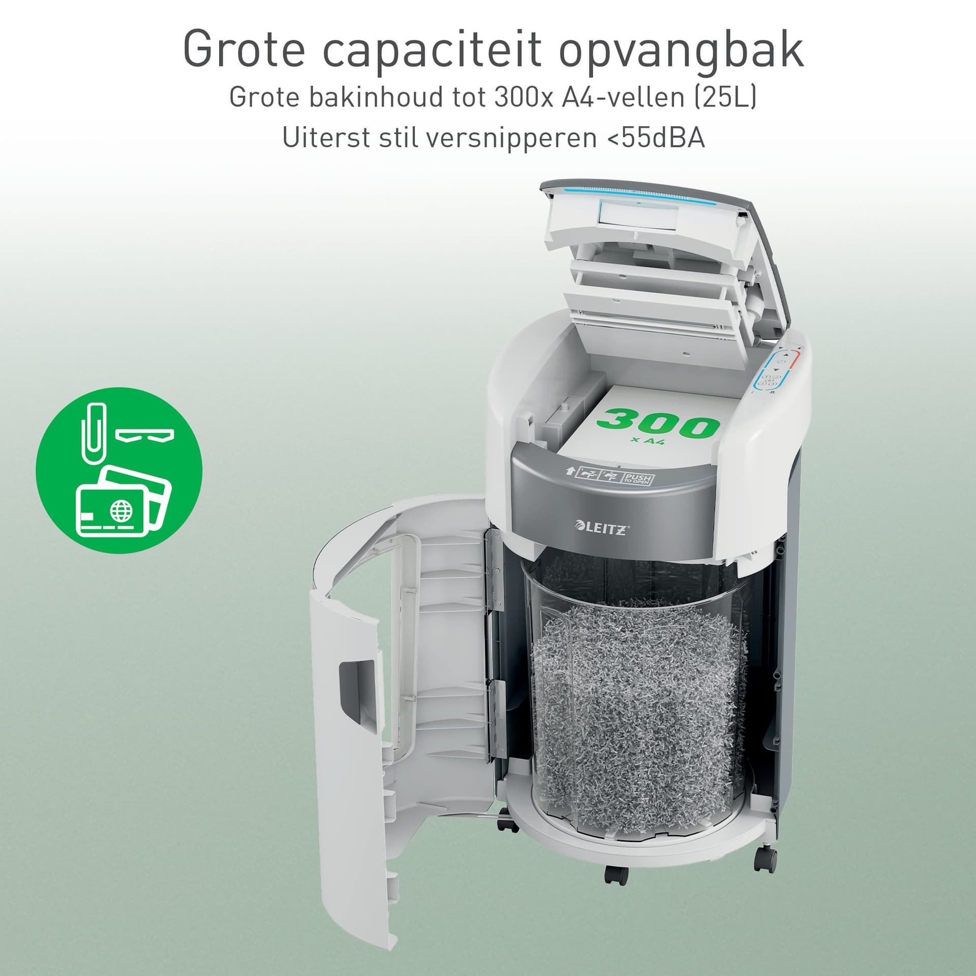 Papiervernietiger Leitz IQ OptiMax Autofeed 300 P4 snippers 4x10mm 4