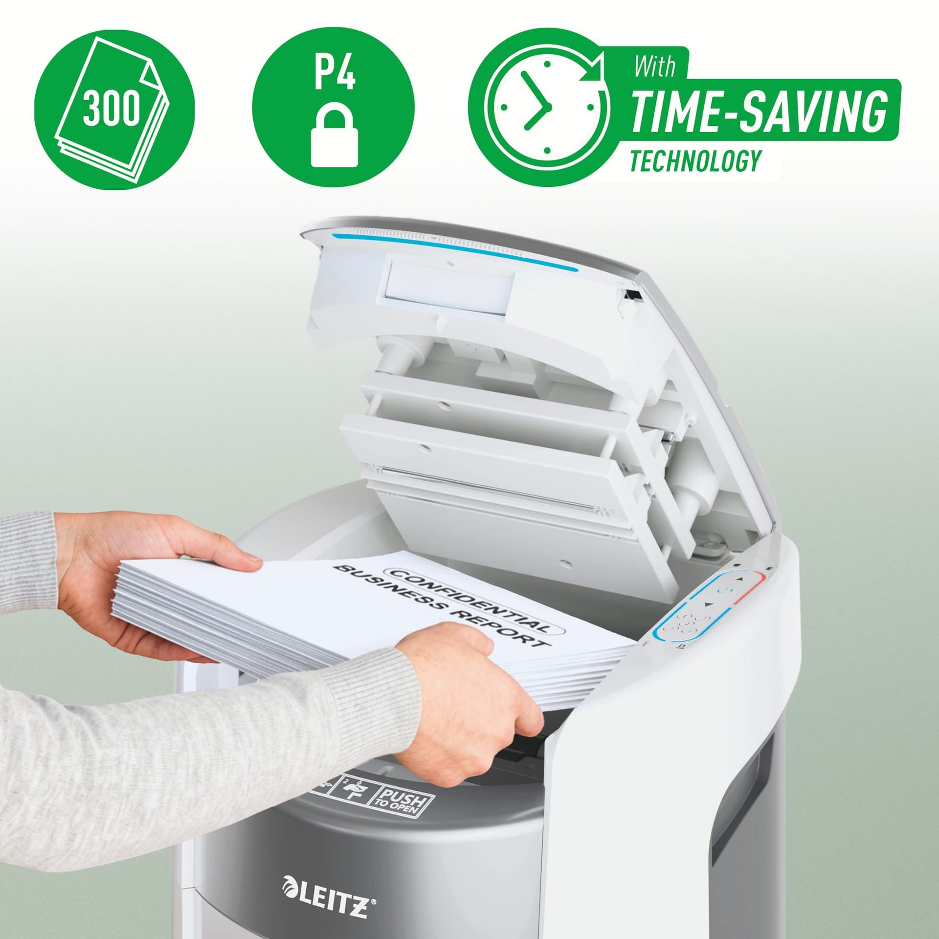 Papiervernietiger Leitz IQ OptiMax Autofeed 300 P4 snippers 4x10mm 5