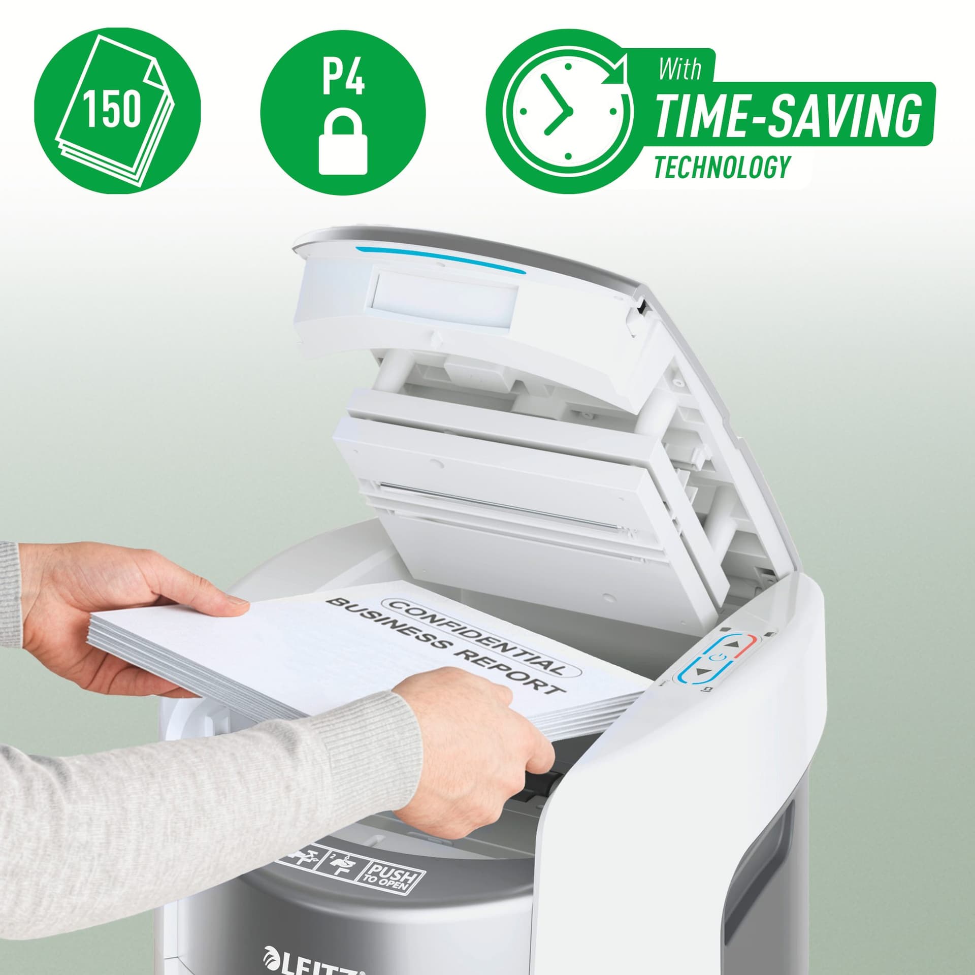 Papiervernietiger Leitz IQ OptiMax Autofeed 150 P4 snippers 4x10mm 5
