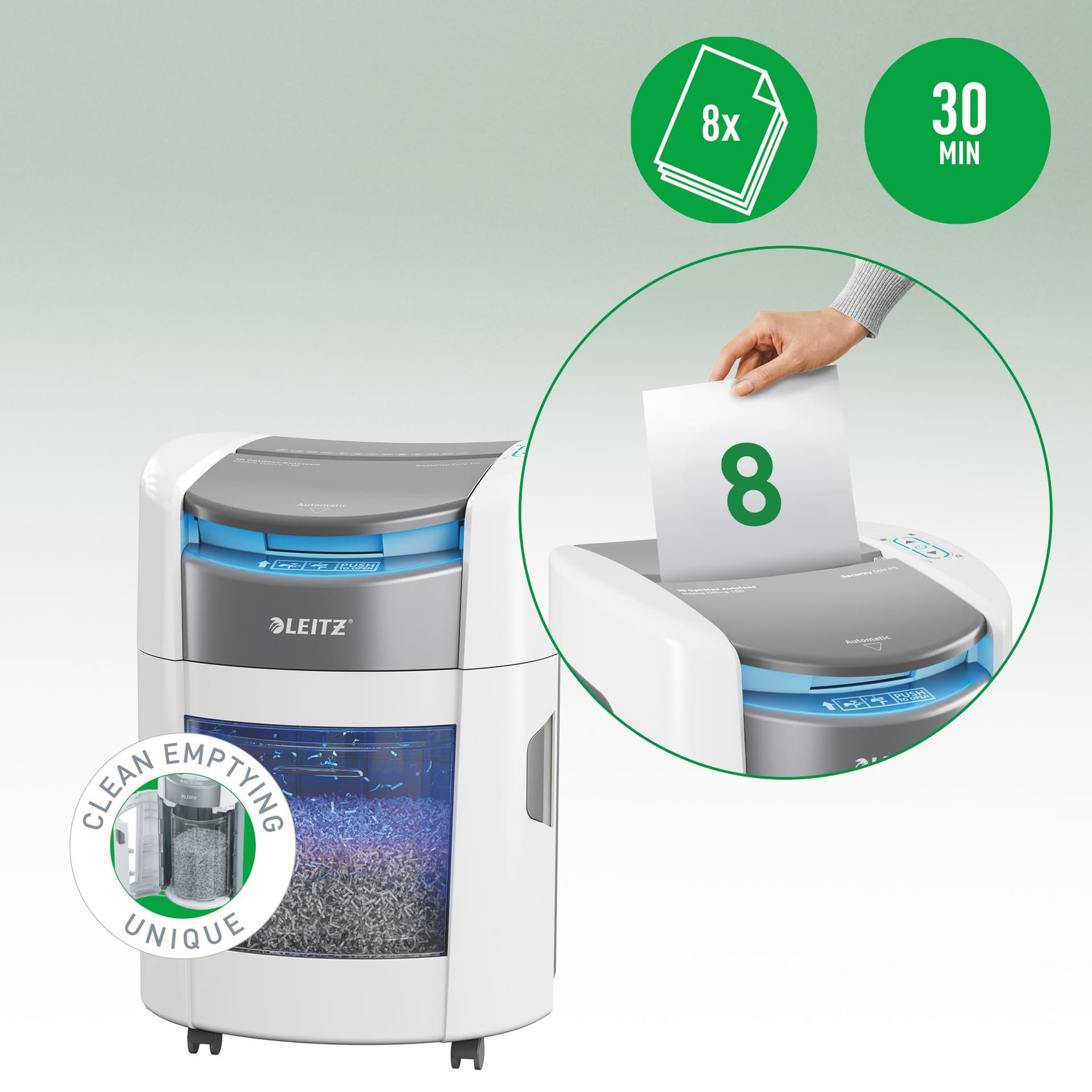 Papiervernietiger Leitz IQ OptiMax Autofeed 150 P4 snippers 4x10mm 6