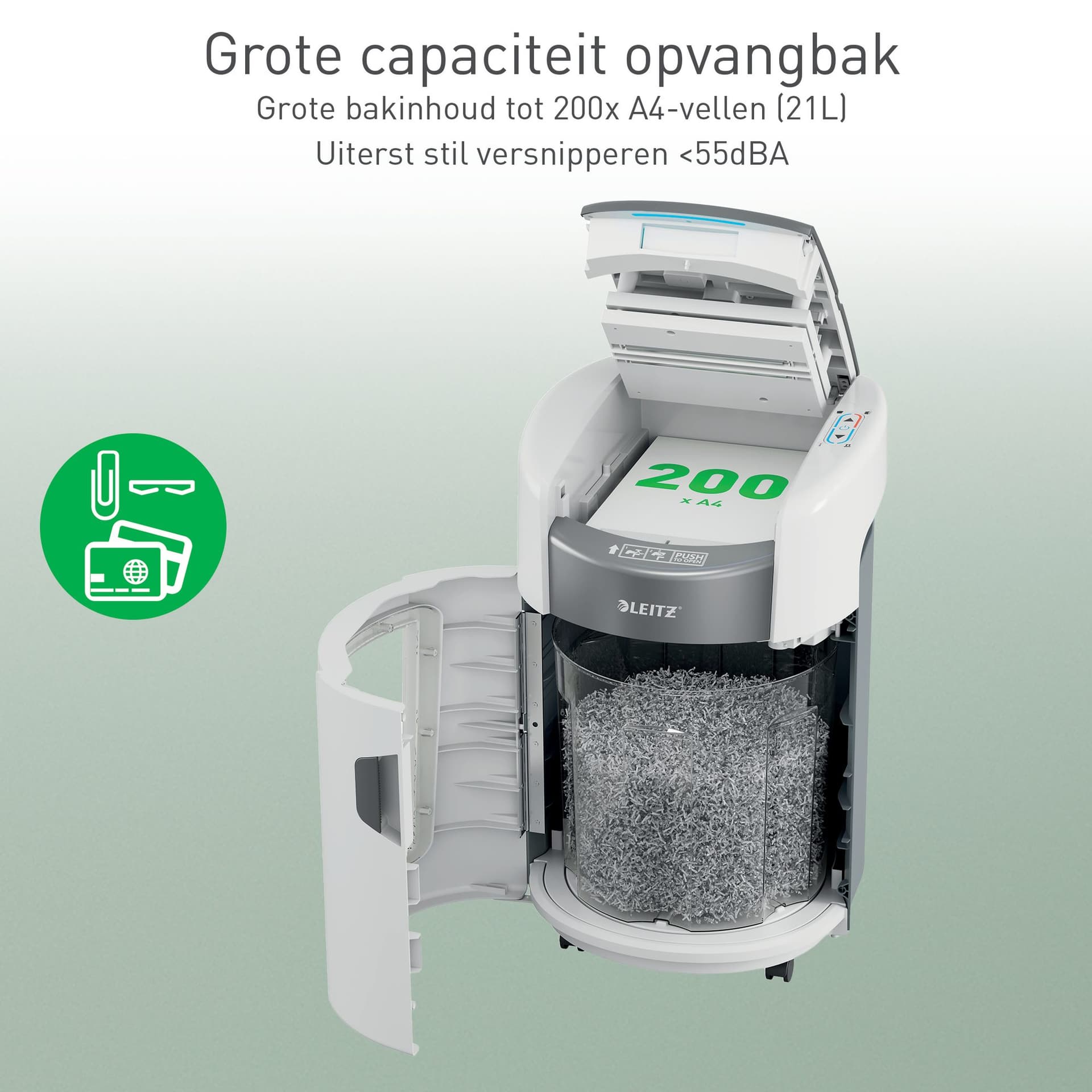 Papiervernietiger Leitz IQ OptiMax Autofeed 200 P4 snippers 4x10mm 4