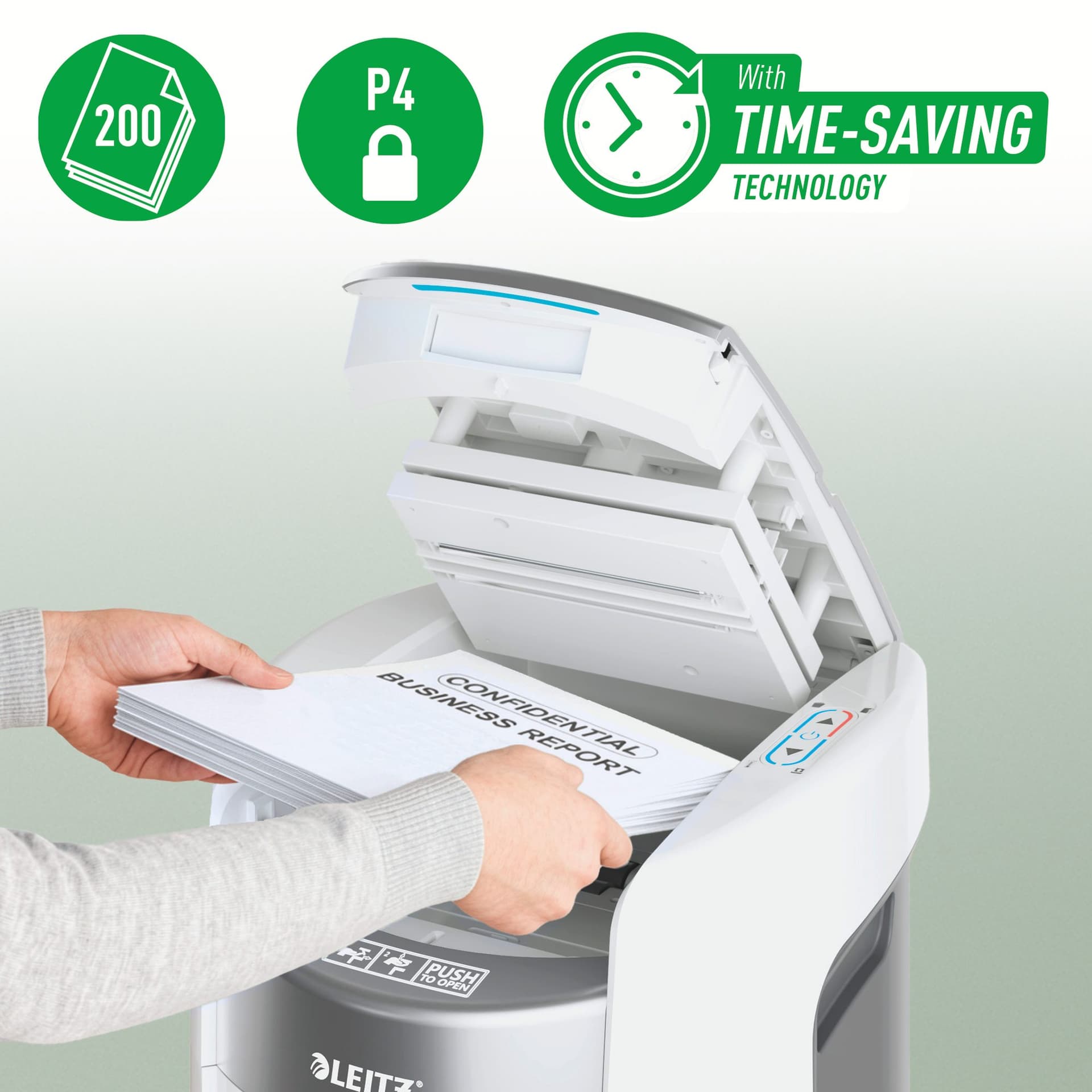 Papiervernietiger Leitz IQ OptiMax Autofeed 200 P4 snippers 4x10mm 5