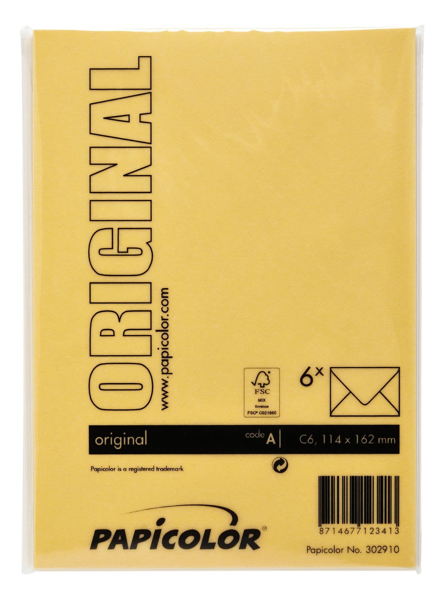 Envelop Papicolor C6 114x162mm dottergeel pak à 6 stuks 3