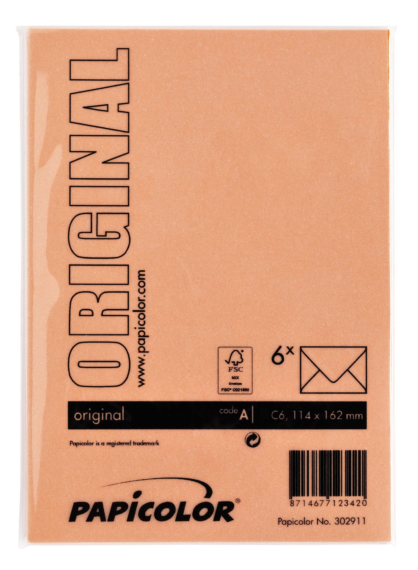 Envelop Papicolor C6 114x162mm oranje pak à 6 stuks 3