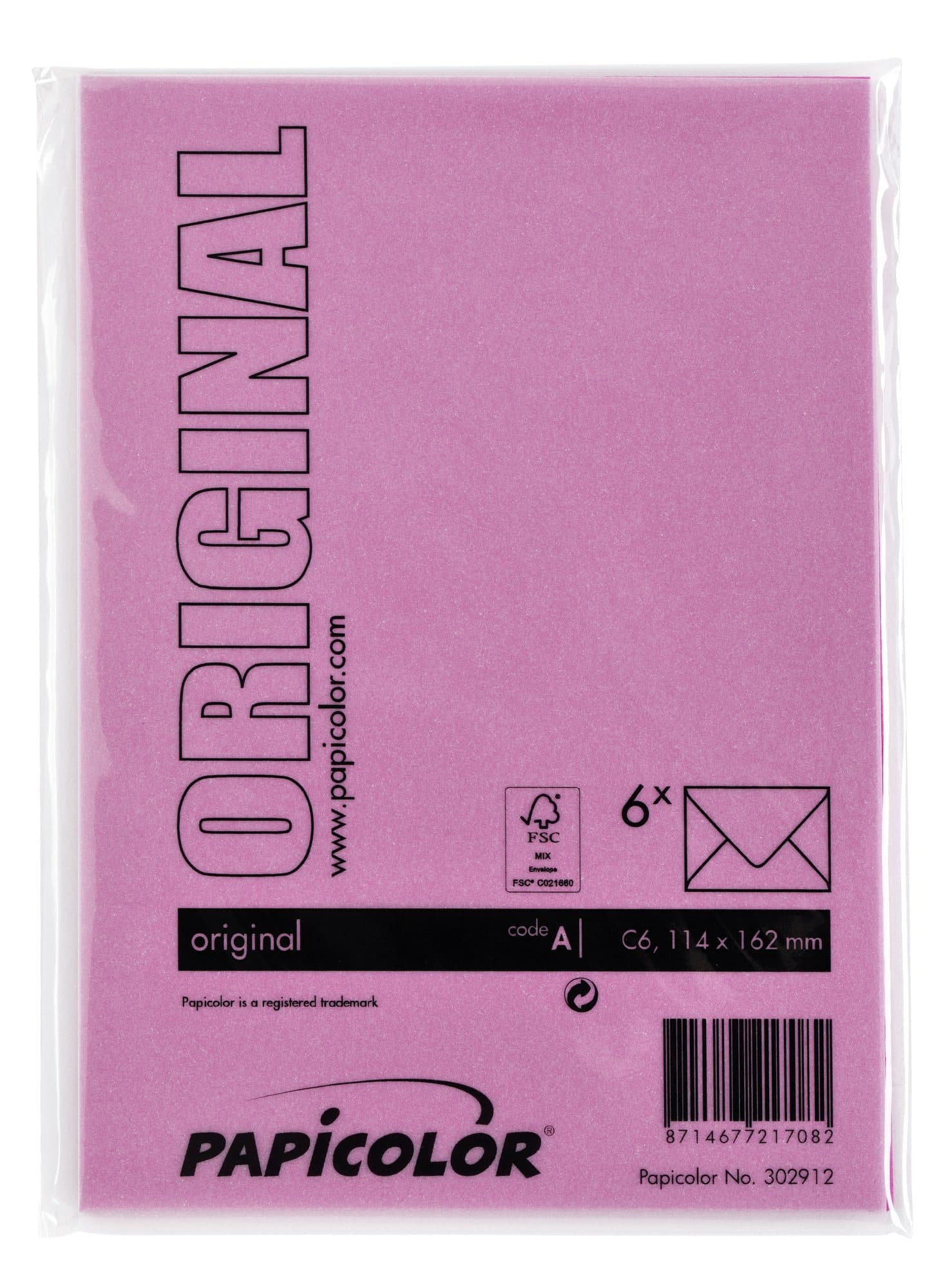 Envelop Papicolor C6 114x162mm felroze pak à 6 stuks 3