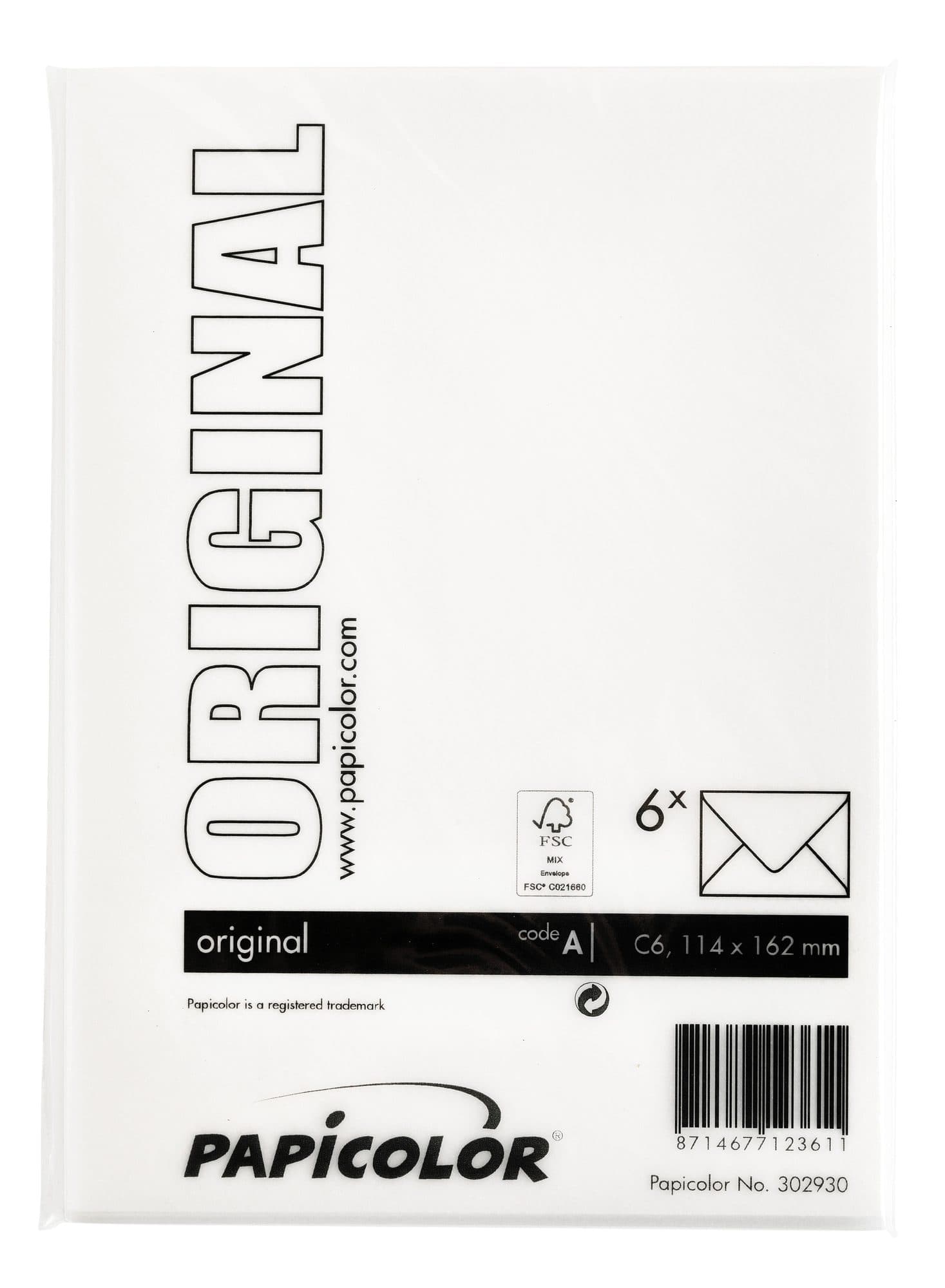 Envelop Papicolor C6 114x162mm hagelwit pak à 6 stuks 3