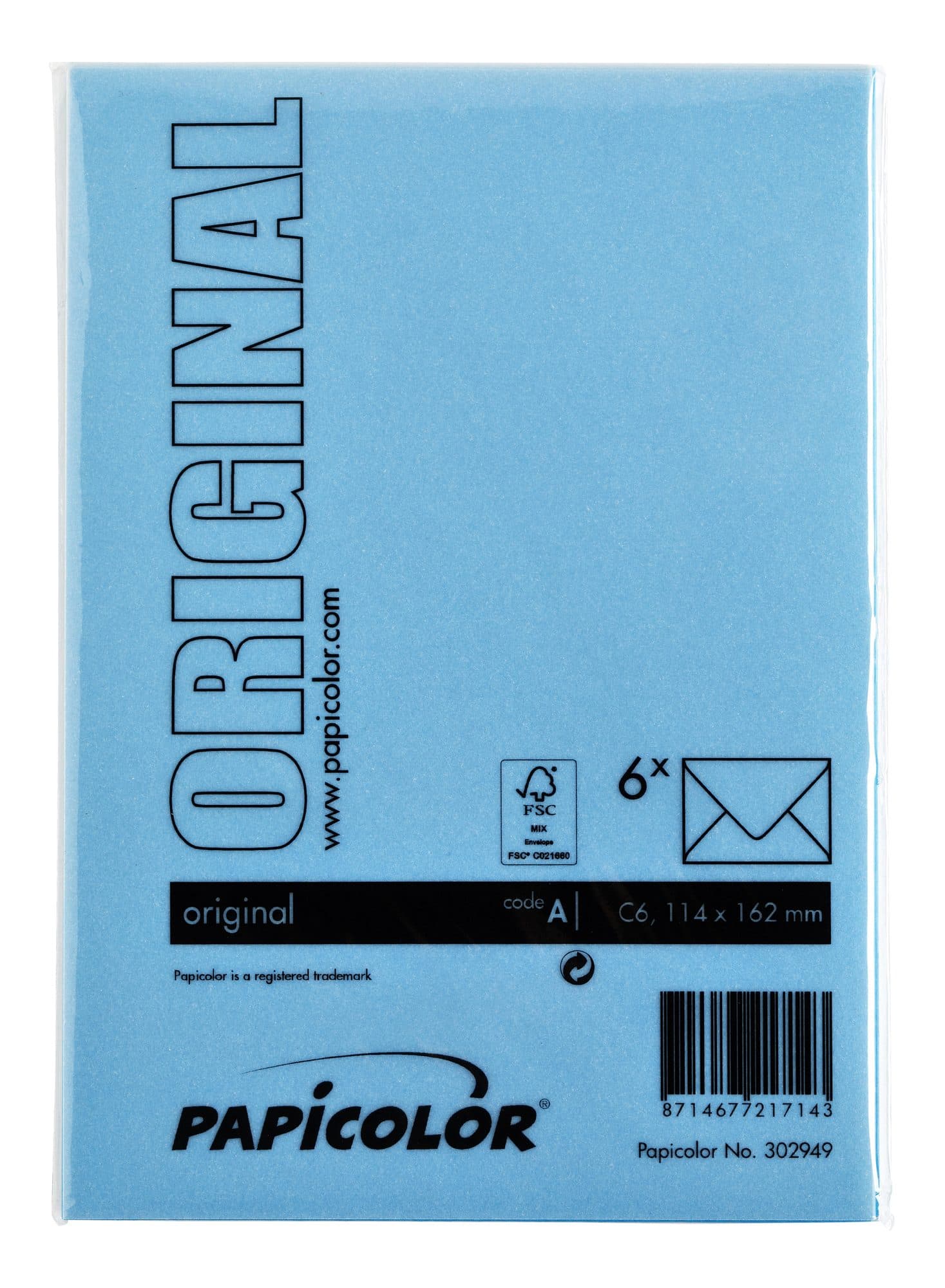 Envelop Papicolor C6 114x162mm hemelsblauw pak à 6 stuks 3