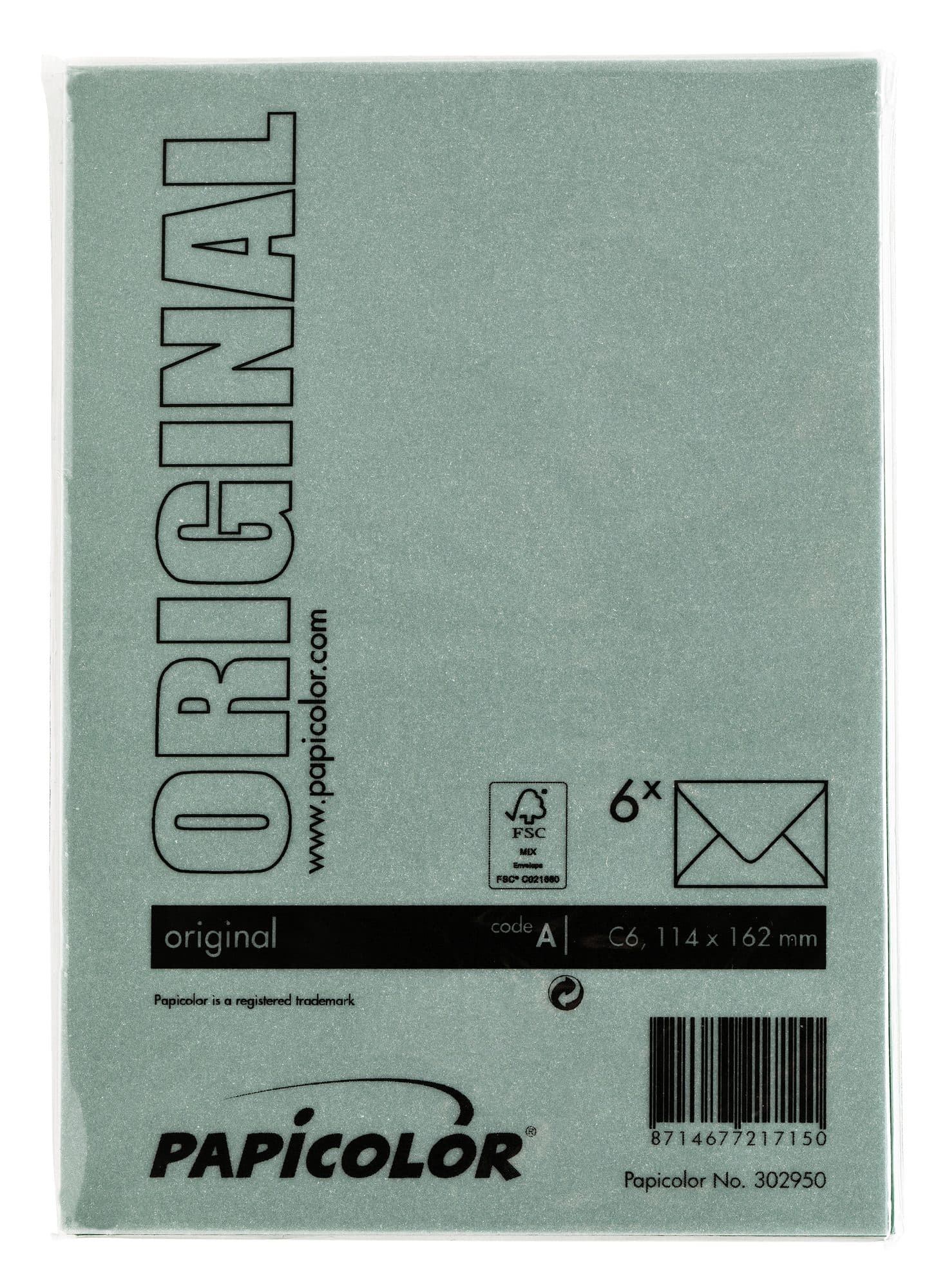 Envelop Papicolor C6 114x162mm dennengroen pak à 6 stuks 3
