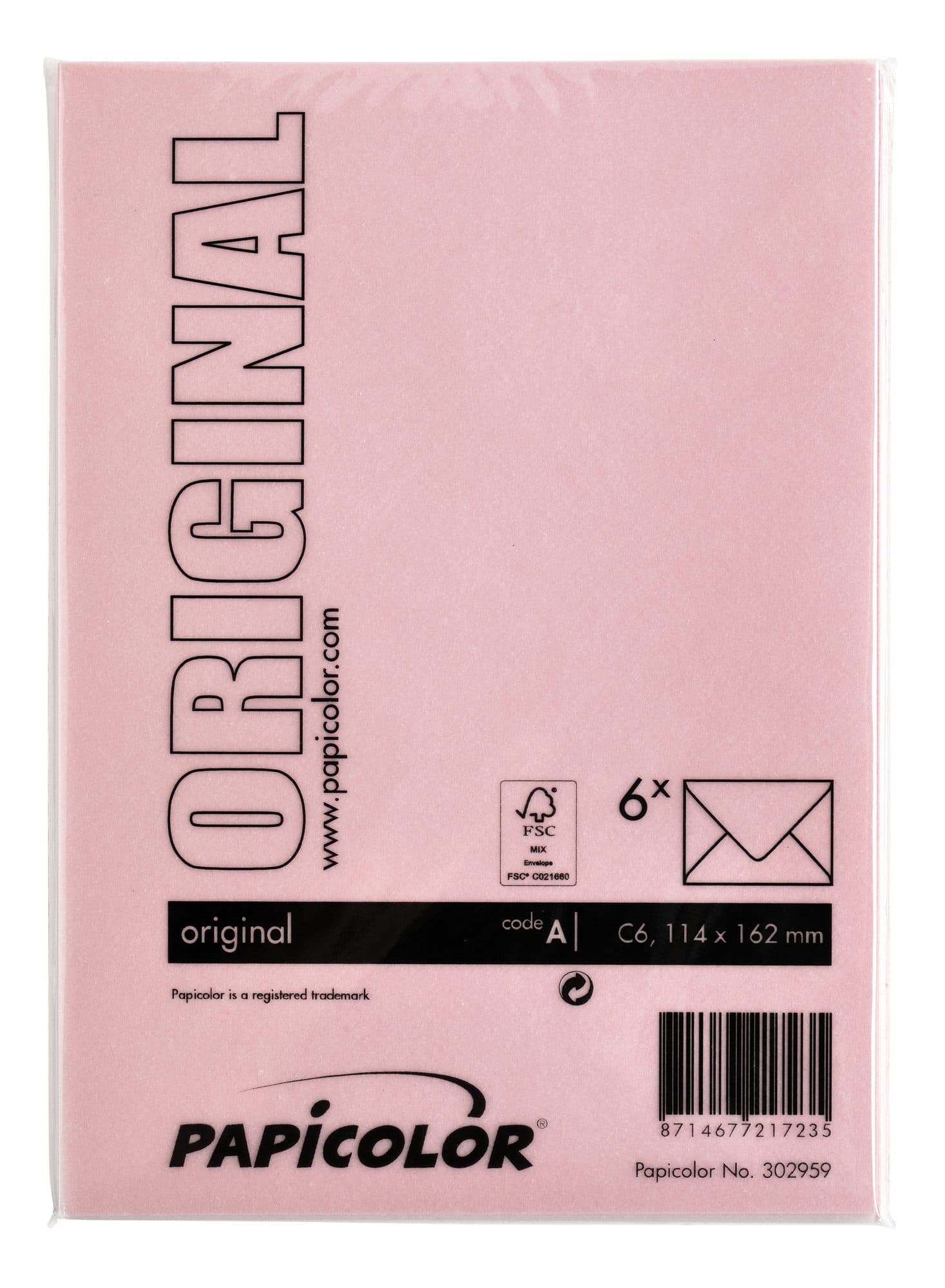 Envelop Papicolor C6 114x162mm babyroze pak à 6 stuks 3