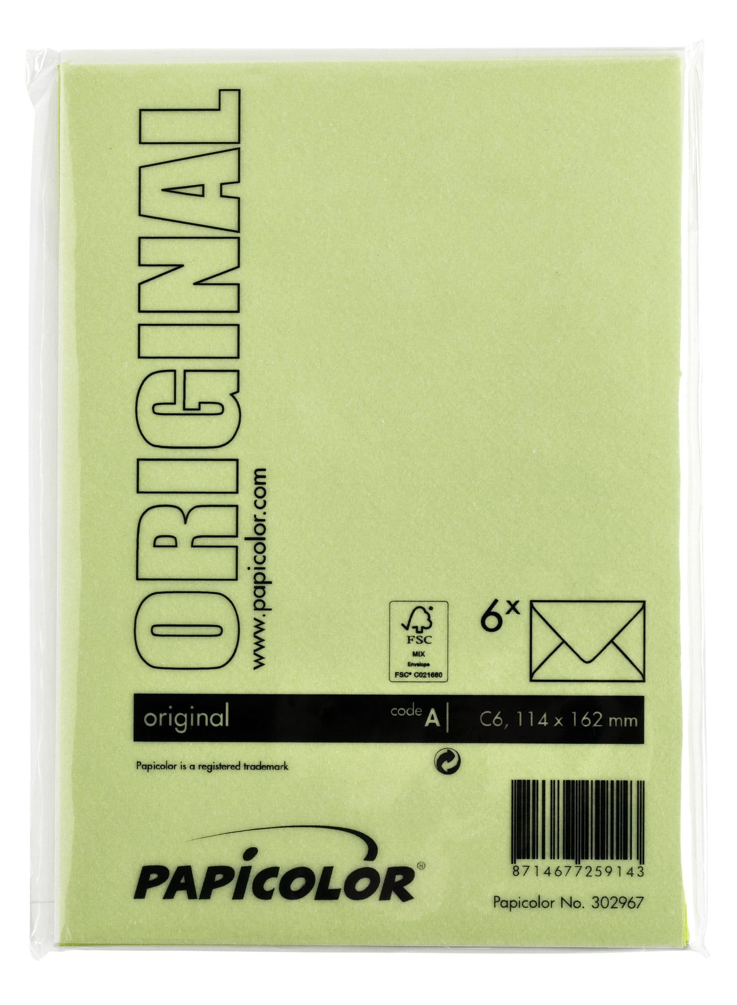 Envelop Papicolor C6 114x162mm appelgroen pak à 6 stuks 3