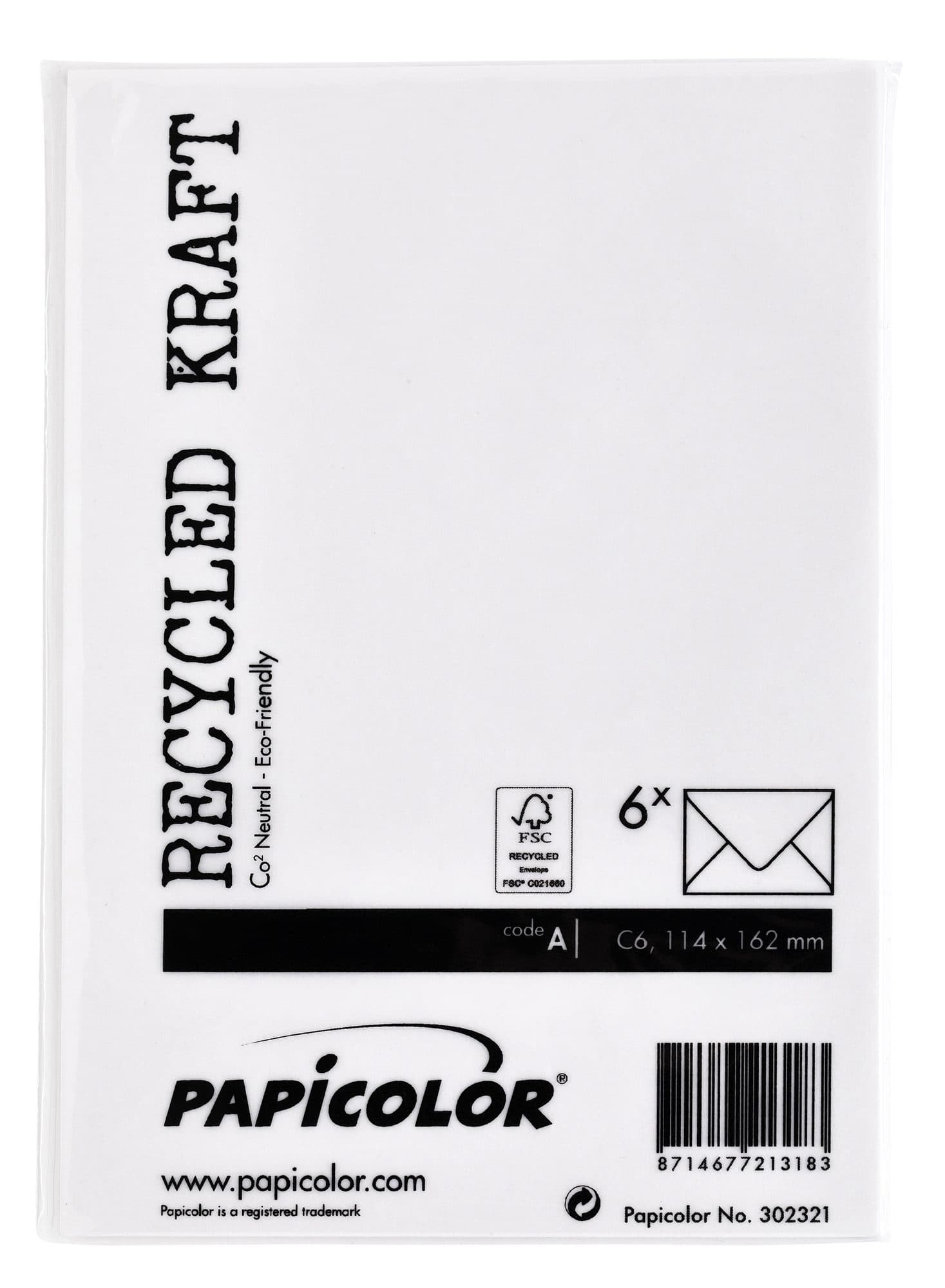 Envelop Papicolor C6 114x162mm kraft wit pak à 6 stuks 3