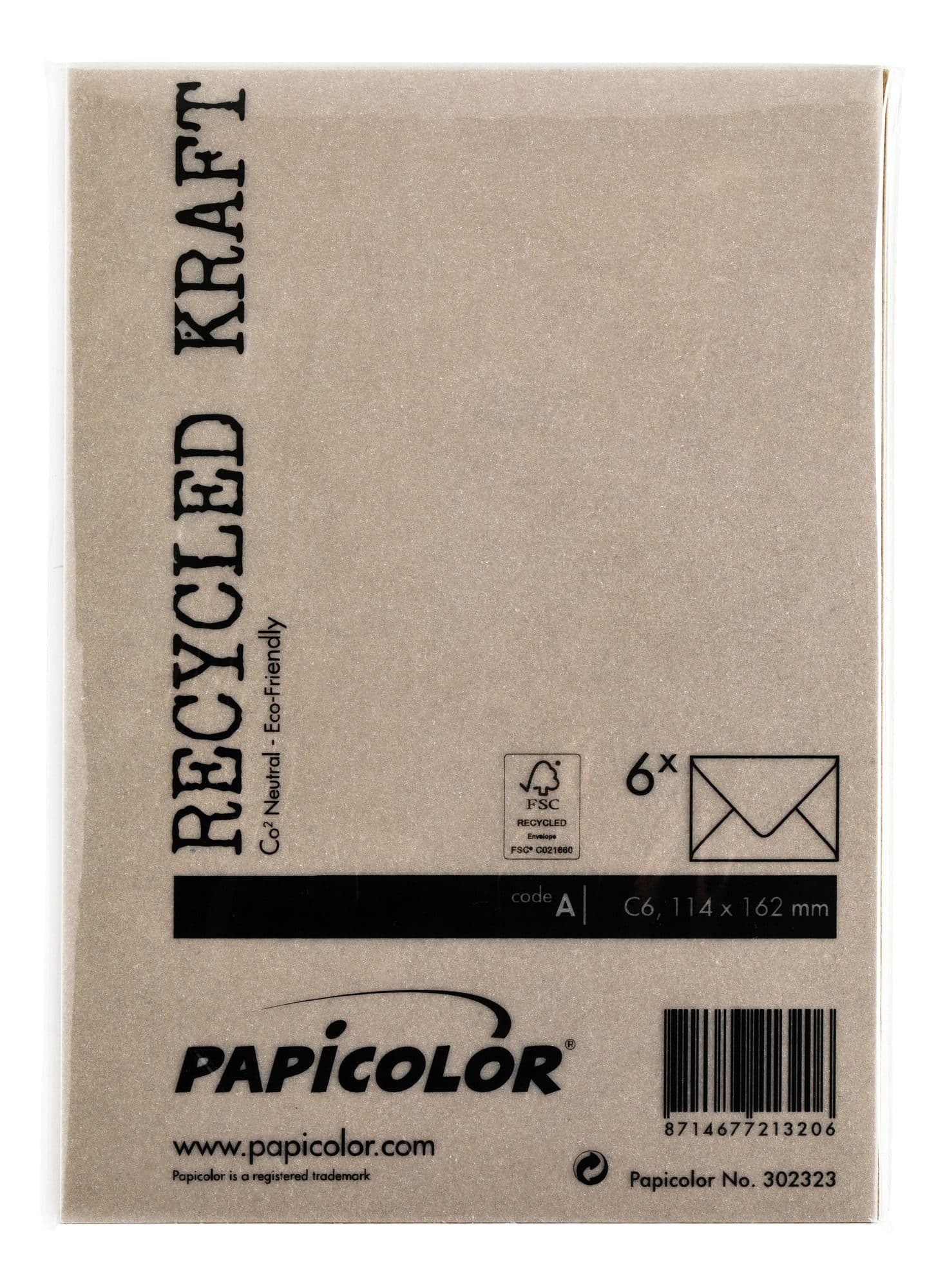 Envelop Papicolor C6 114x162mm kraft bruin pak à 6 stuks 3