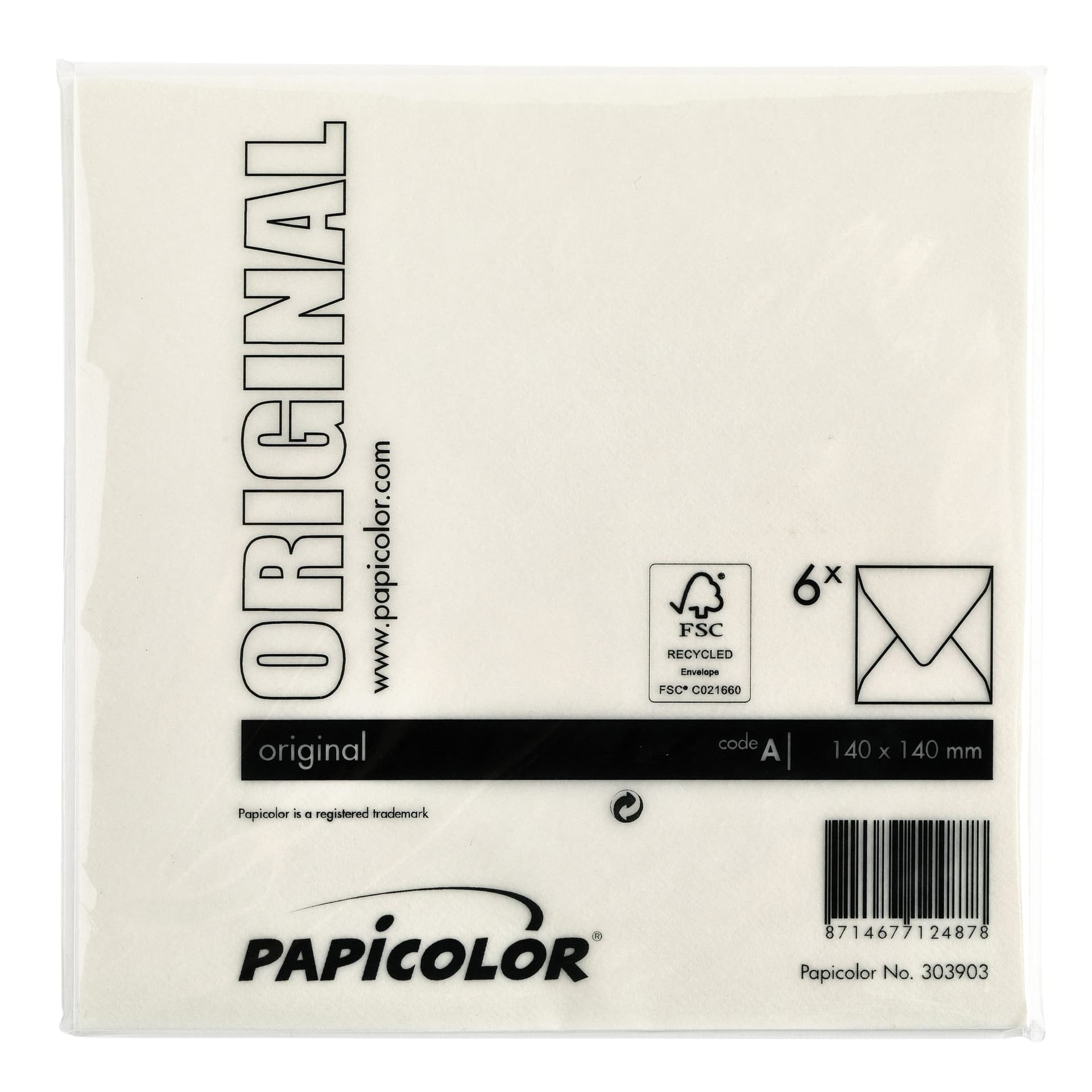Envelop Papicolor 140x140mm anjerwit pak à 6 stuks 3