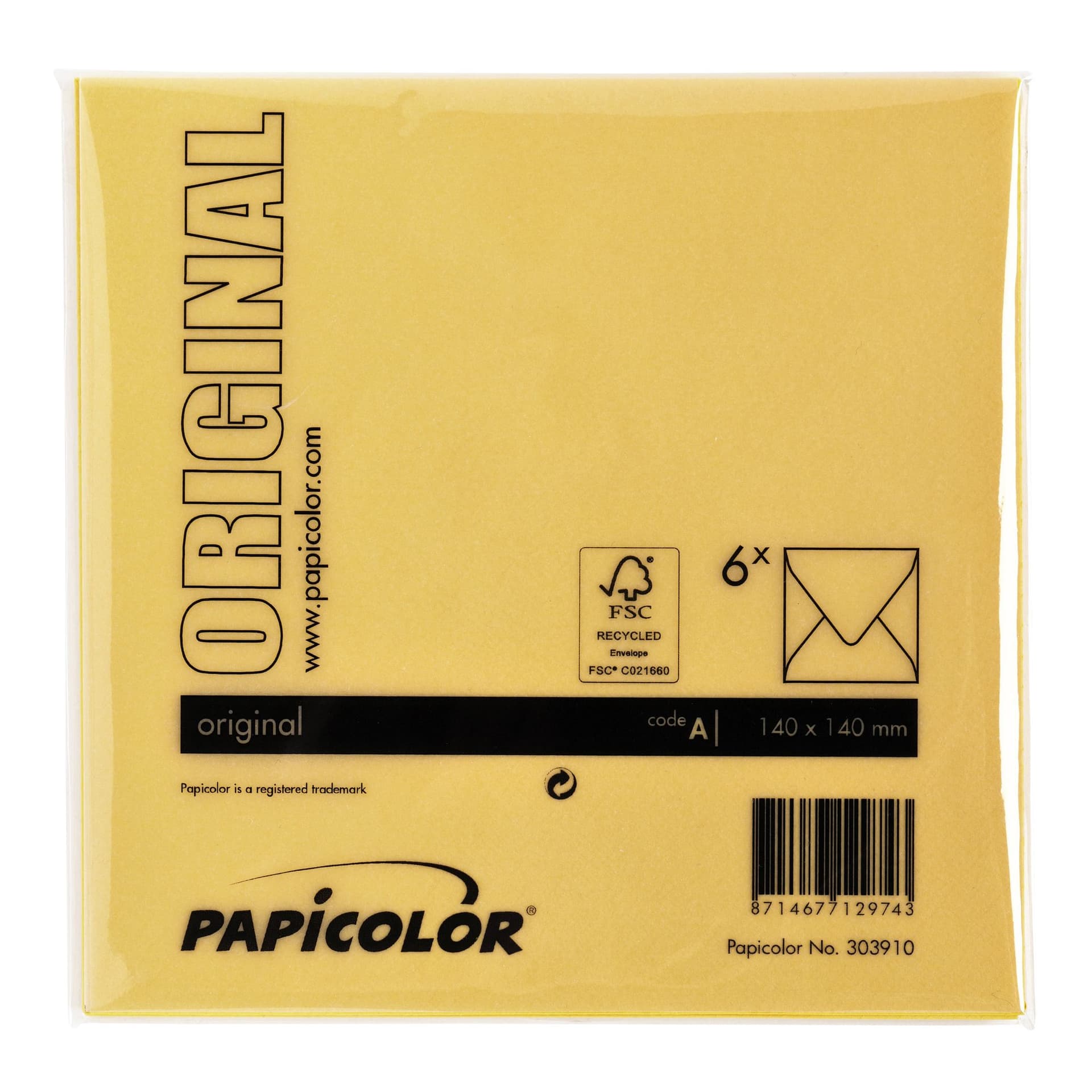 Envelop Papicolor 140x140mm dottergeel pak à 6 stuks 3