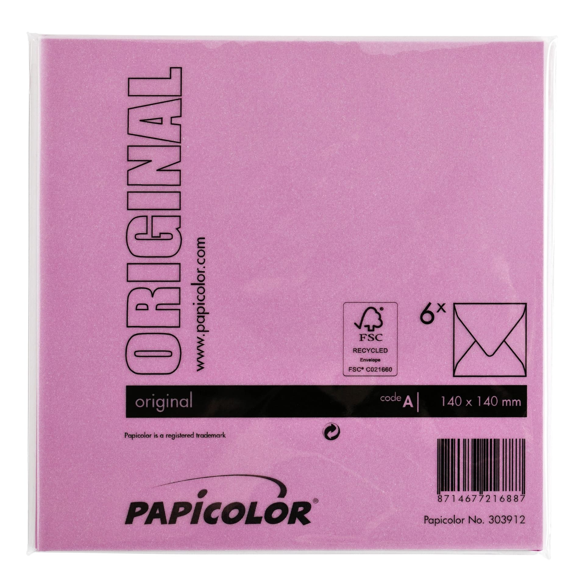 Envelop Papicolor 140x140mm felroze pak à 6 stuks 3