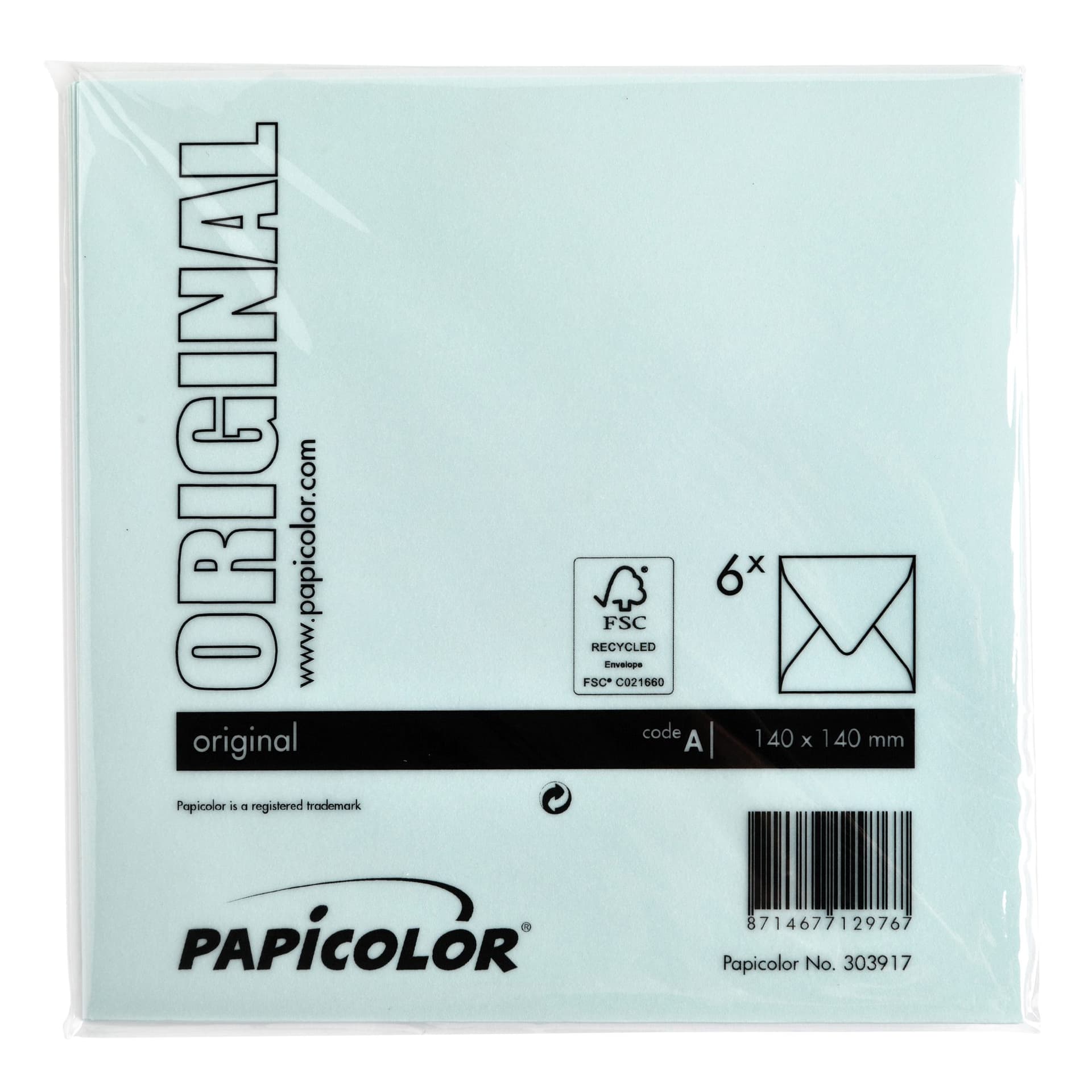 Envelop Papicolor 140x140mm zeegroen pak à 6 stuks 3