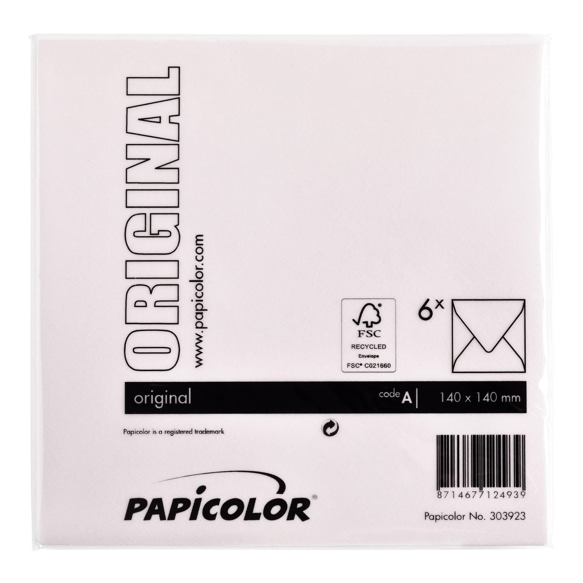 Envelop Papicolor 140x140mm lichtroze pak à 6 stuks 3