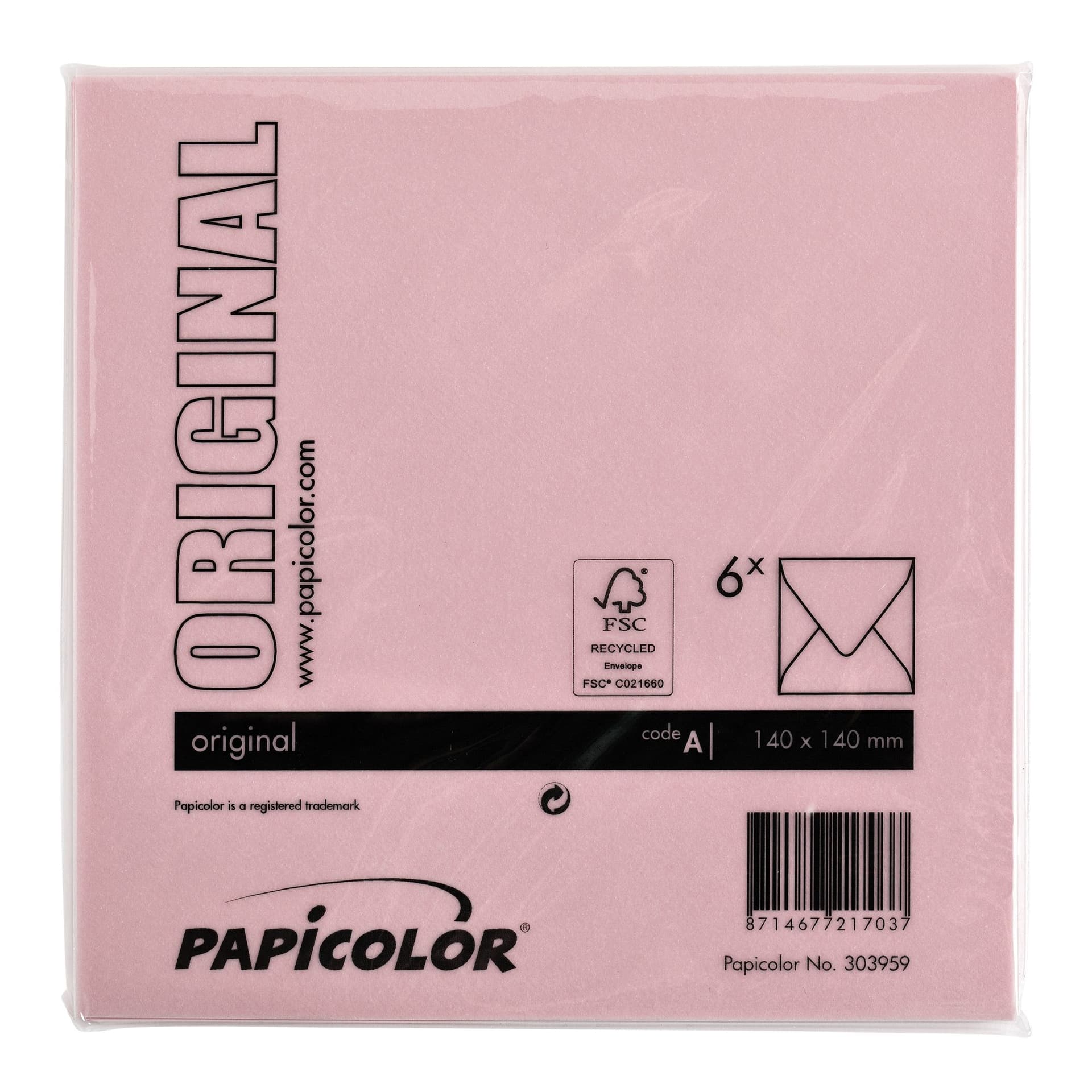 Envelop Papicolor 140x140mm babyroze pak à 6 stuks 3
