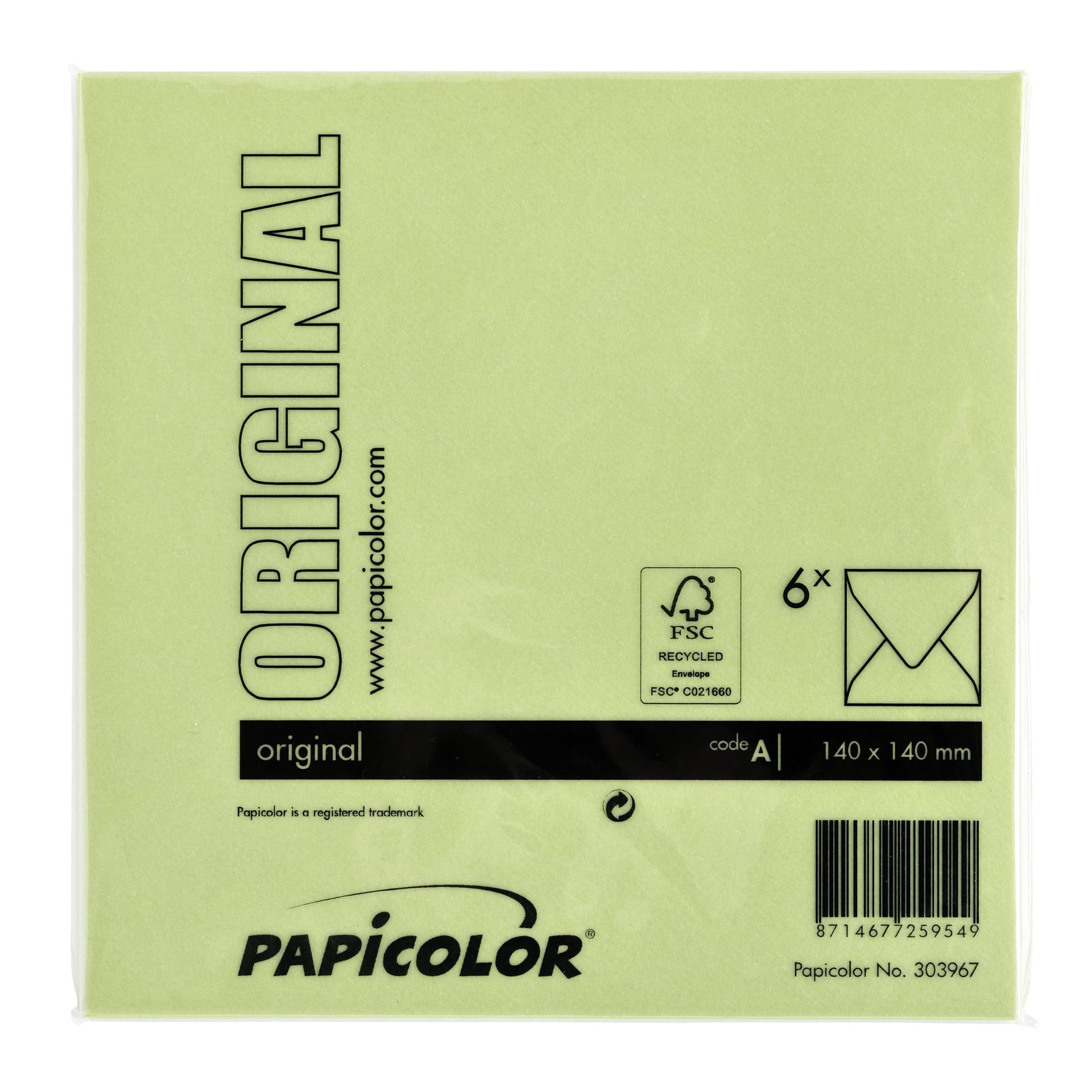 Envelop Papicolor 140x140mm appelgroen pak à 6 stuks 3