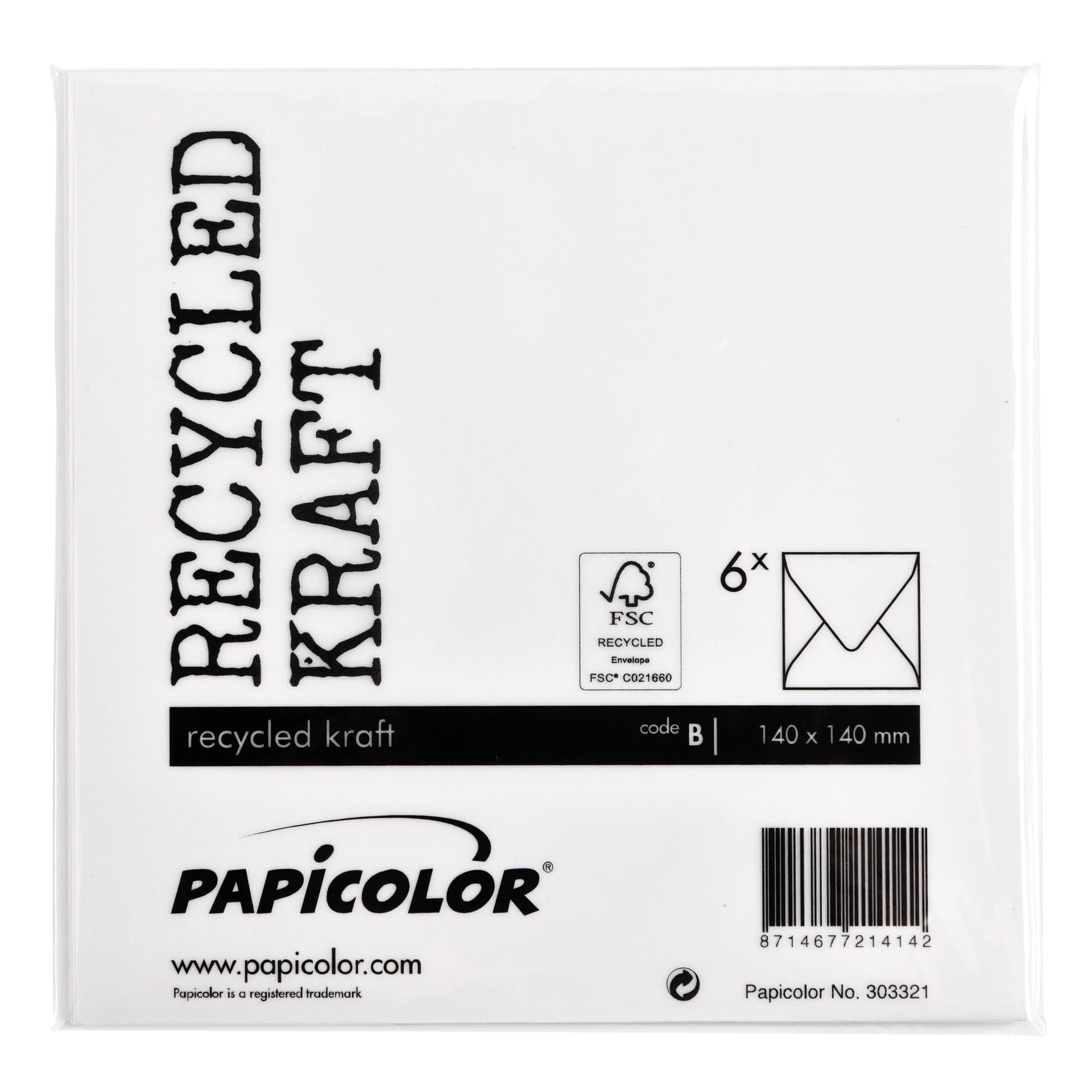 Envelop Papicolor 140x140mm kraft wit pak à 6 stuks 3