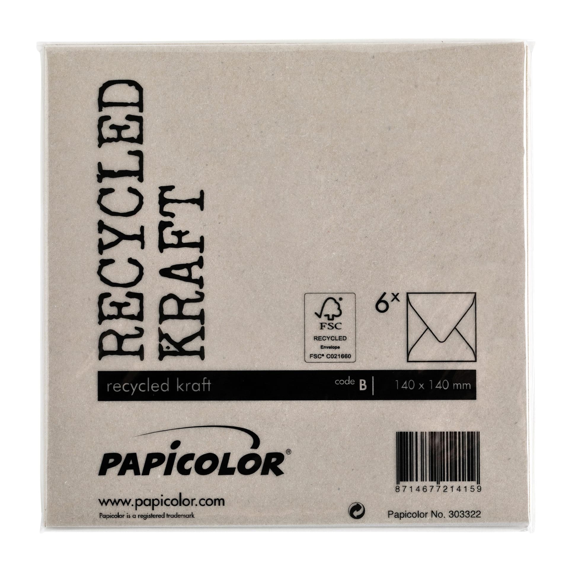 Envelop Papicolor 140x140mm kraft grijs pak à 6 stuks 3