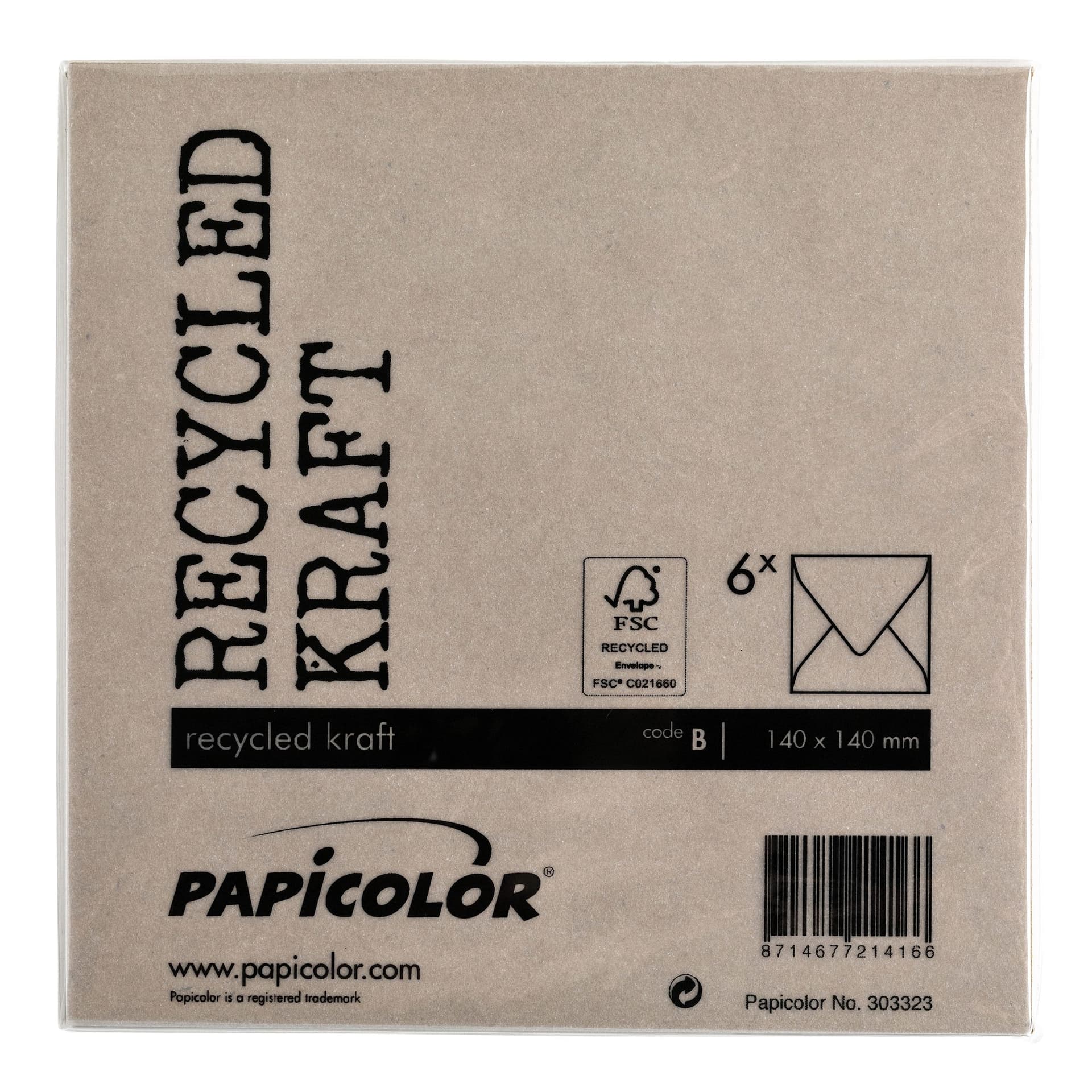Envelop Papicolor 140x140mm kraft bruin pak à 6 stuks 3