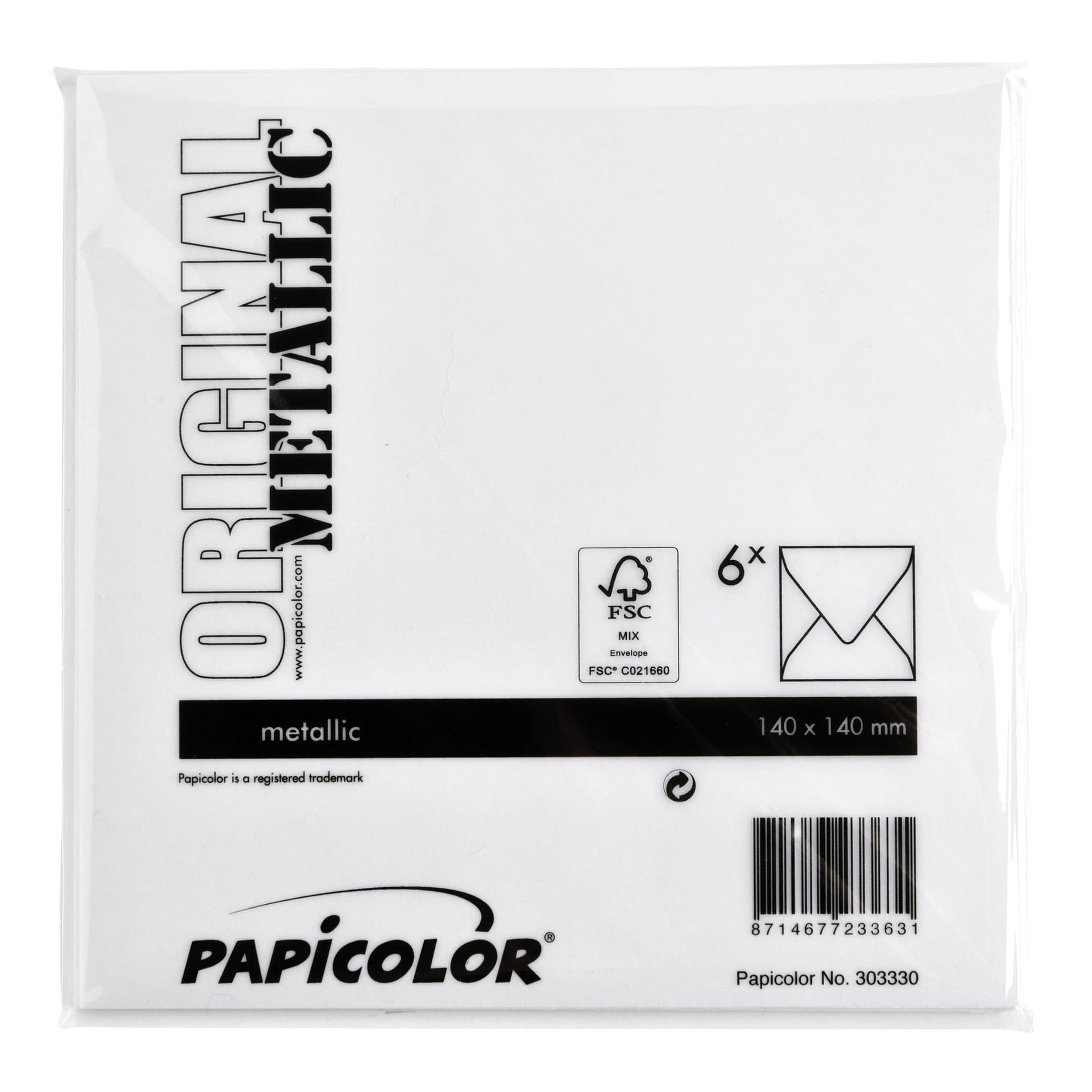 Envelop Papicolor 140x140mm metallic parelwit pak à 6 stuks 3