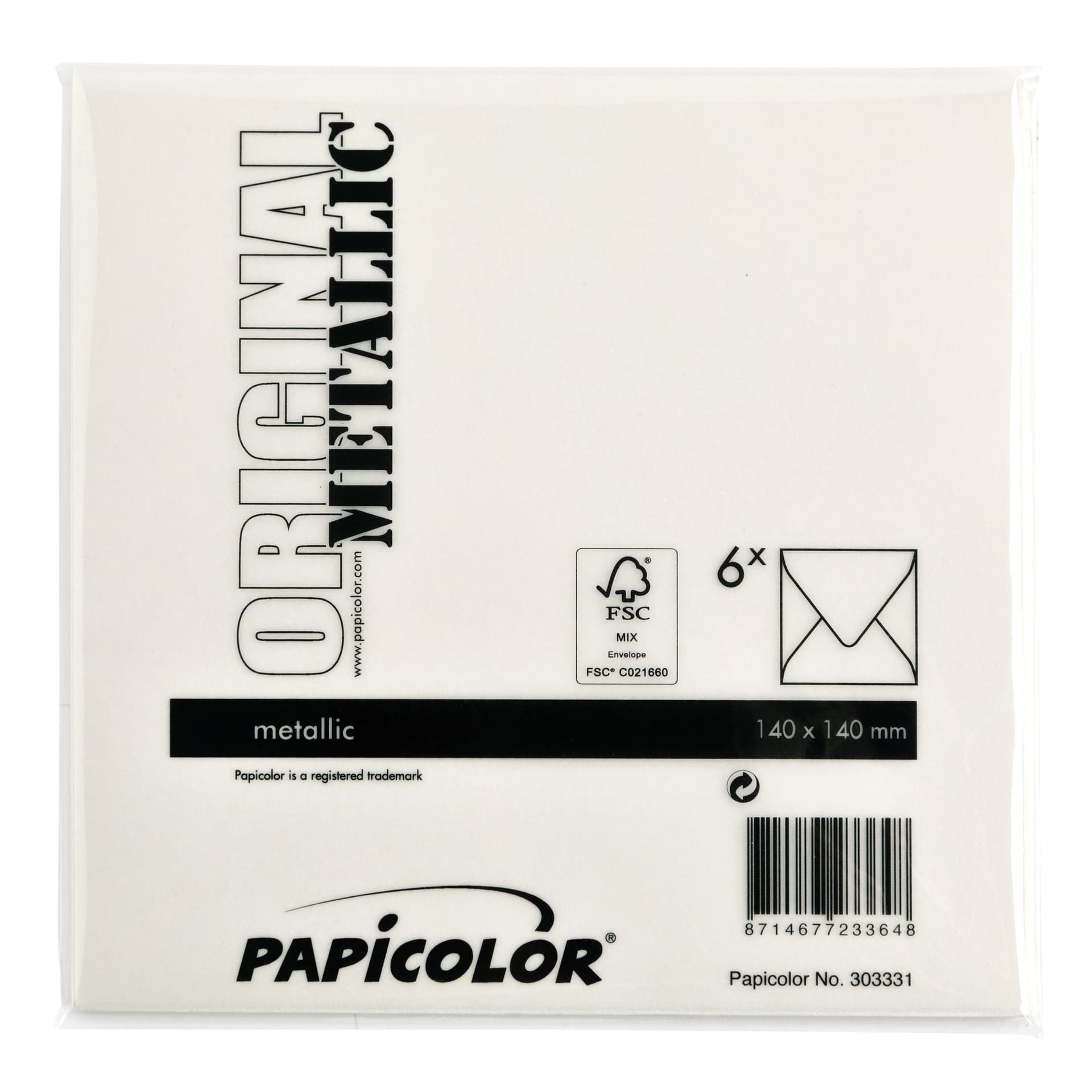 Envelop Papicolor 140x140mm metallic ivoor pak à 6 stuks 3