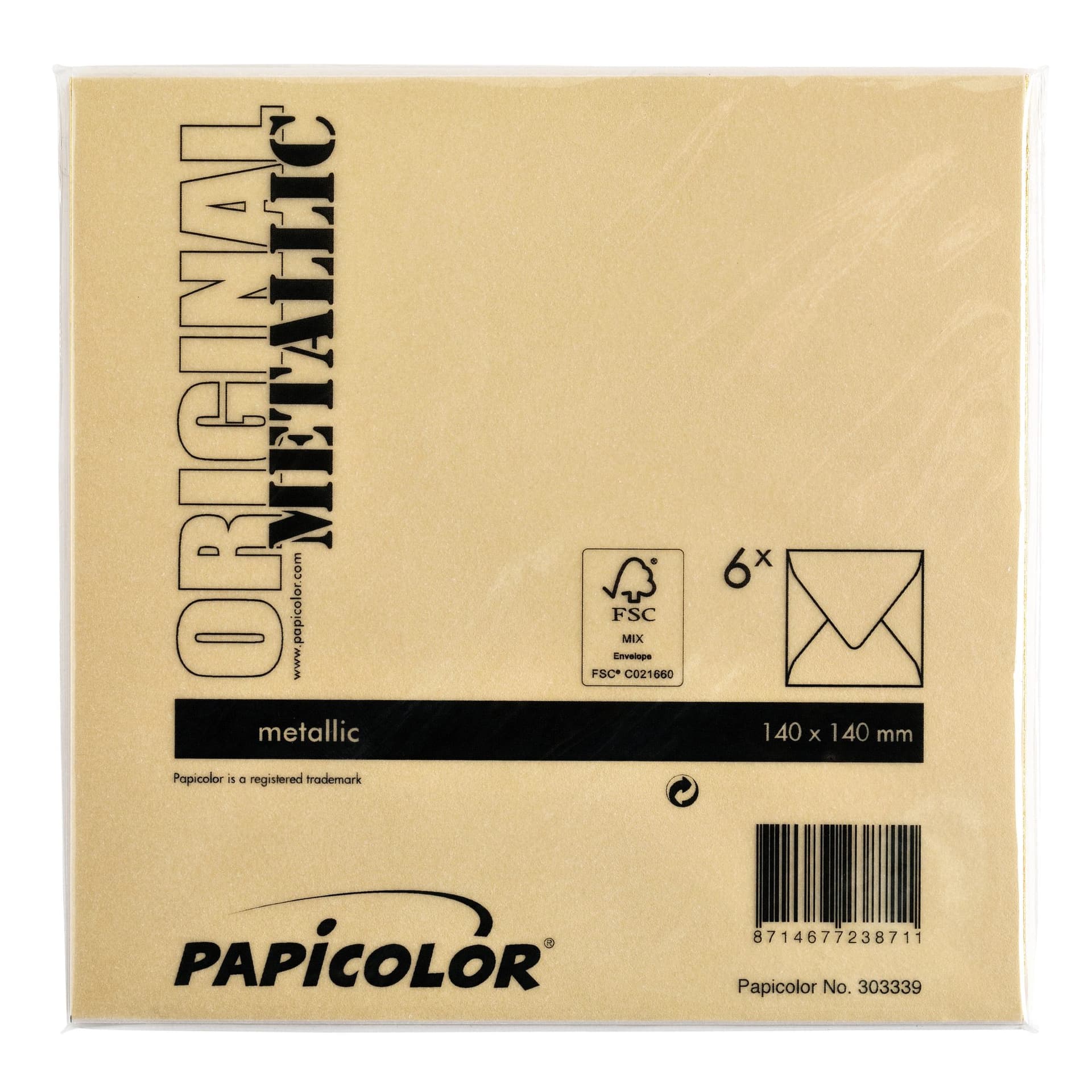 Envelop Papicolor 140x140mm metallic goud pak à 6 stuks 3